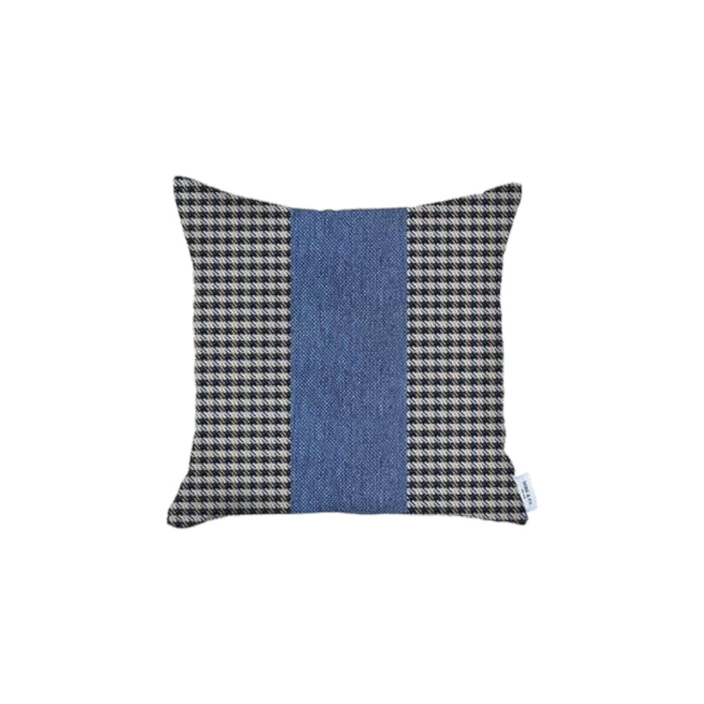 Set Of 4 Blue Houndstooth Pillow Covers-1