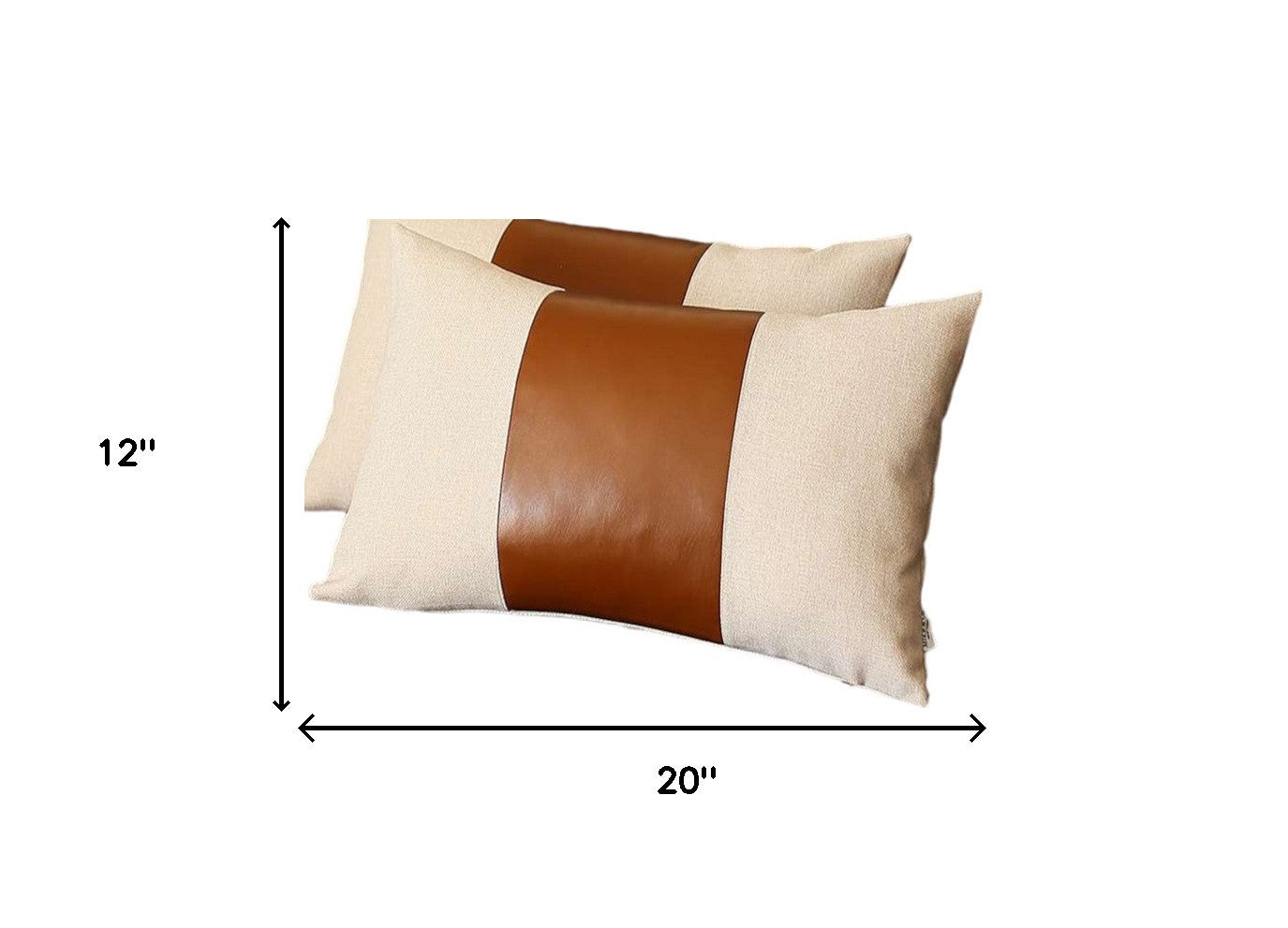 Set of Two 12" X 20" Ivory and Brown Throw Pillow Cover-5