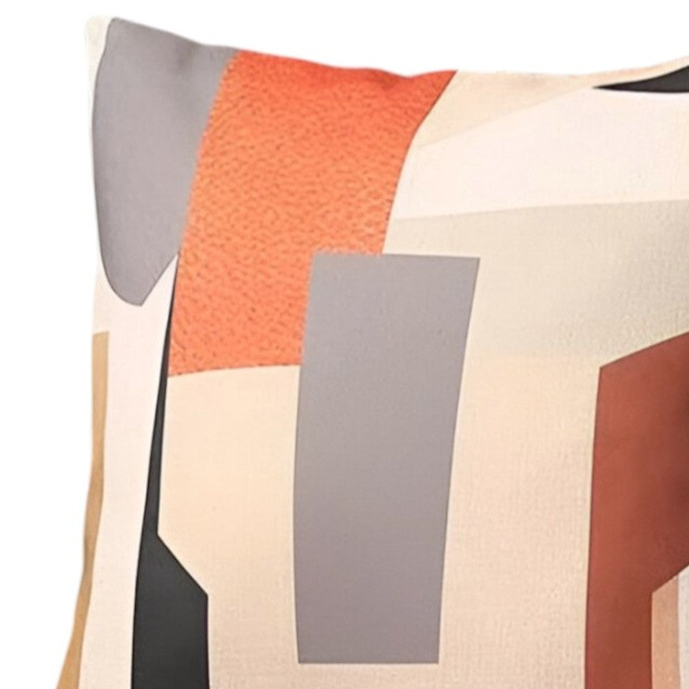 Set of Two 18" X 18" Orange and Ivory Polyester Pillow Cover-3