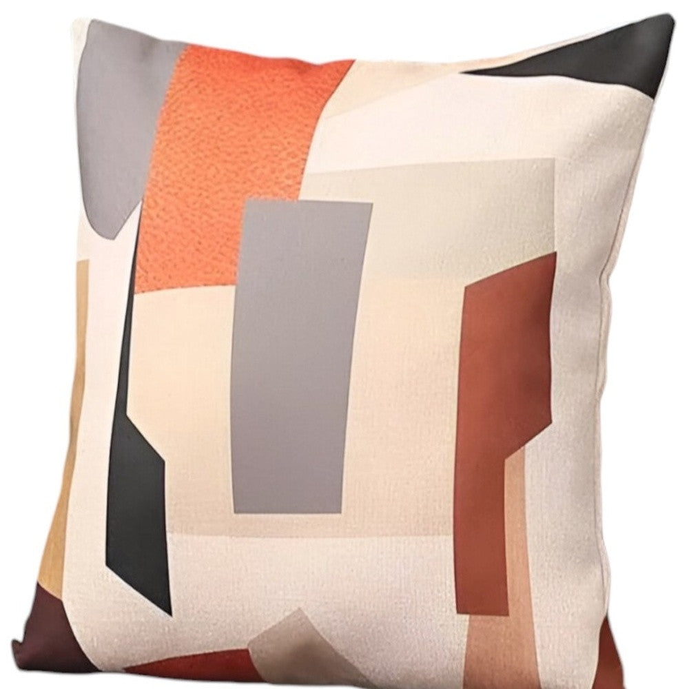 Set of Two 18" X 18" Orange and Ivory Polyester Pillow Cover-4
