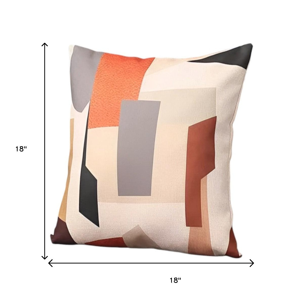 Set of Two 18" X 18" Orange and Ivory Polyester Pillow Cover-5