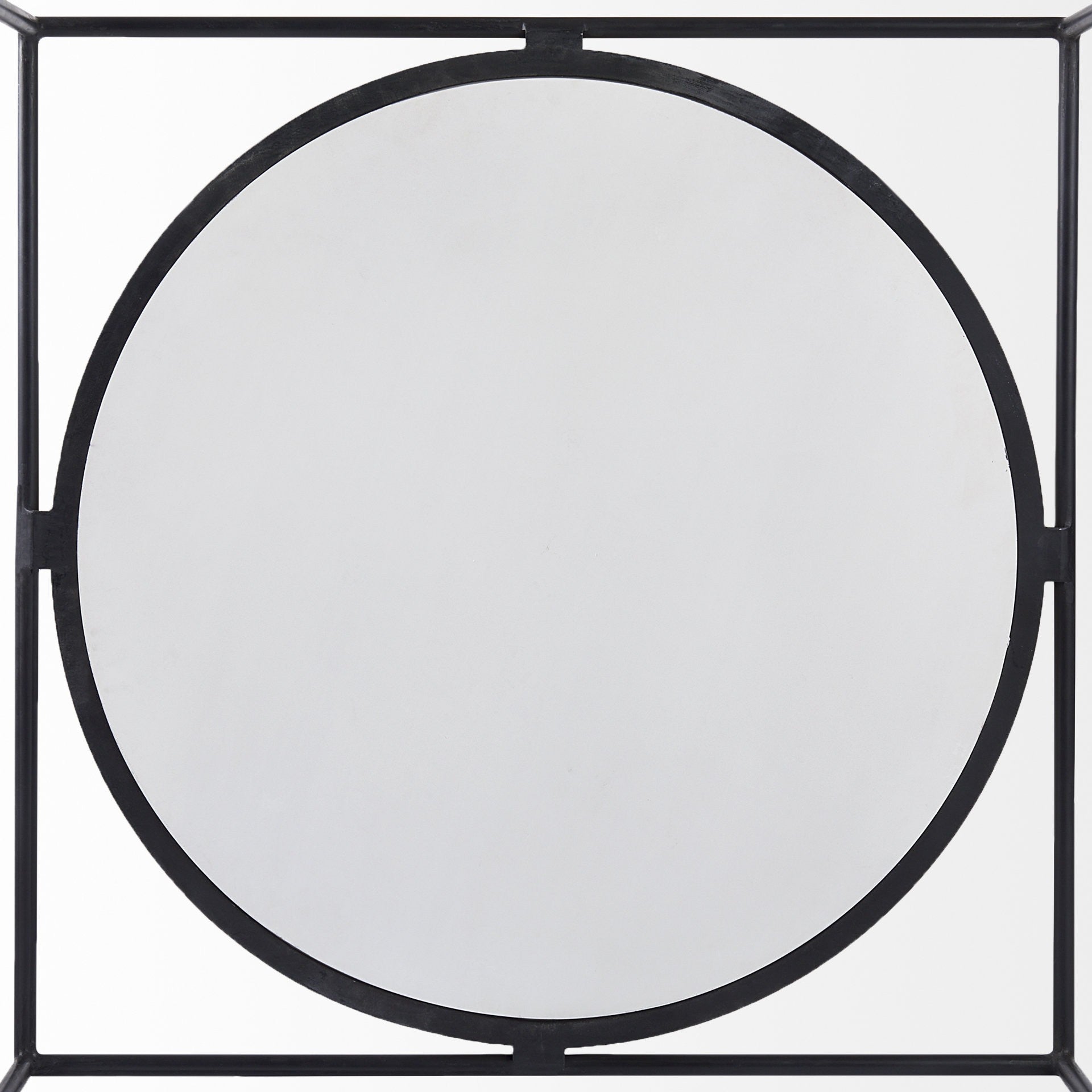 36" White and Black Genuine Marble and Metal Square Frame Coffee Table-5