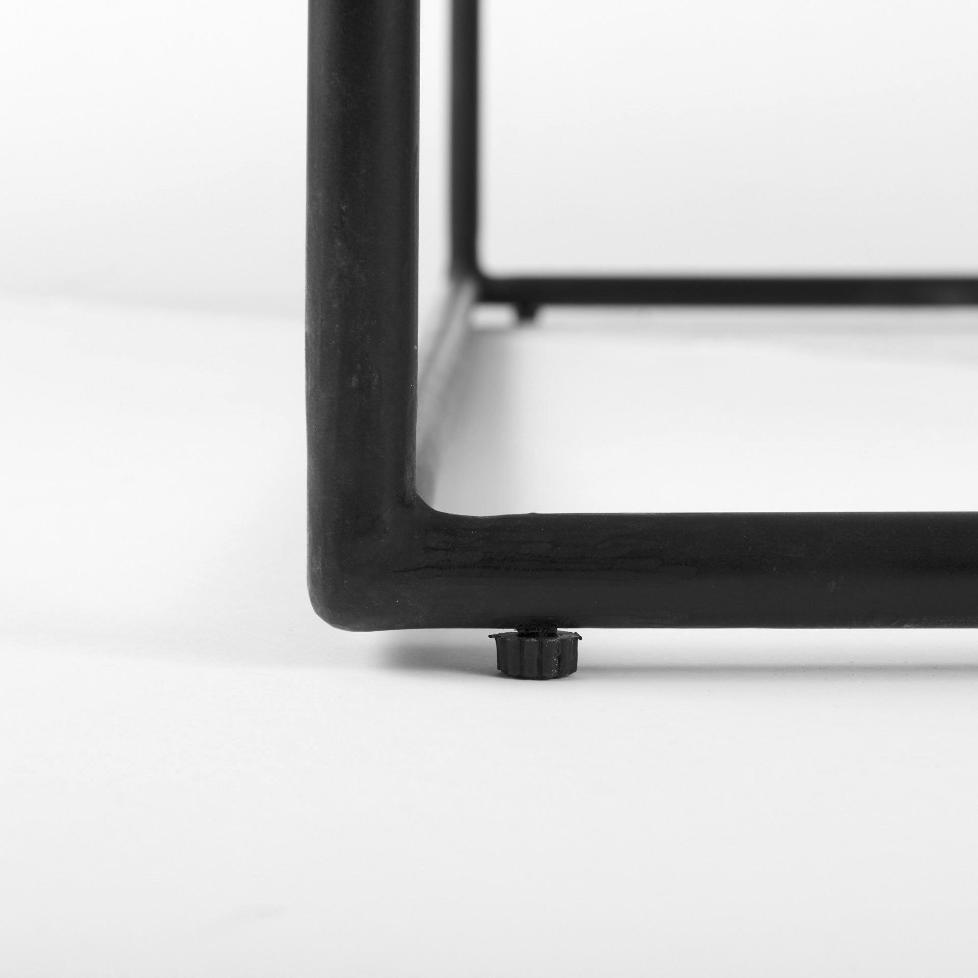 36" White and Black Genuine Marble and Metal Square Frame Coffee Table-7