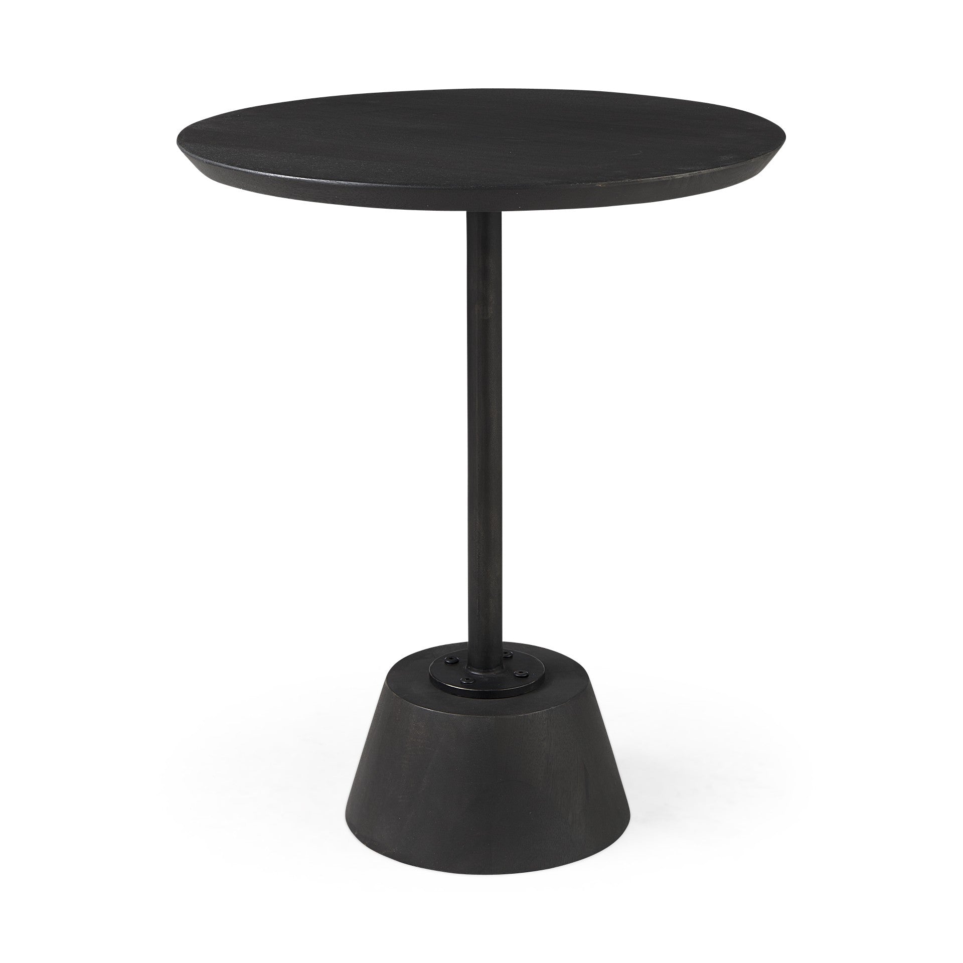 24" Black Solid and Manufactured Wood Round End Table-1