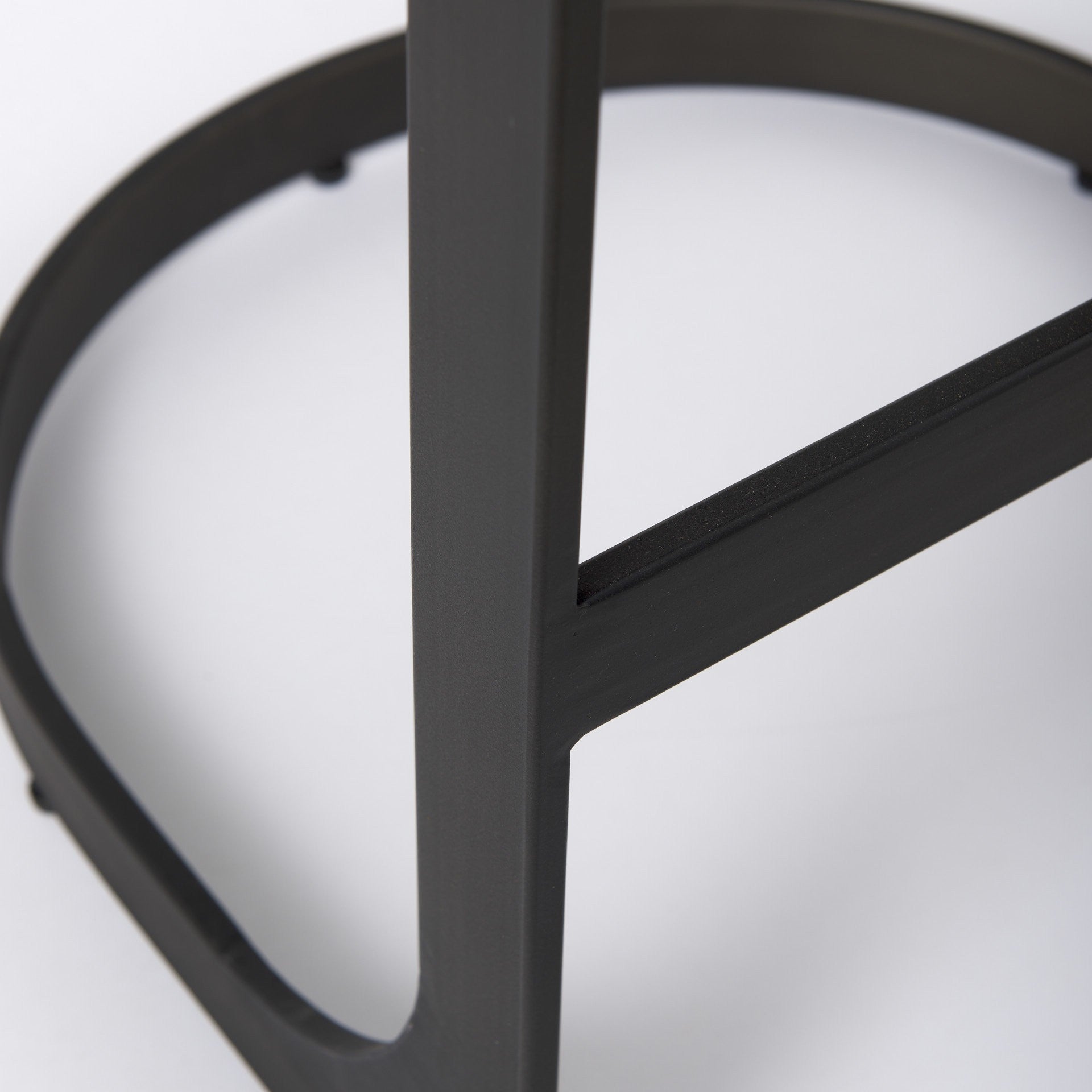 35" Black Leather and Metal Backless Bar Chair-7