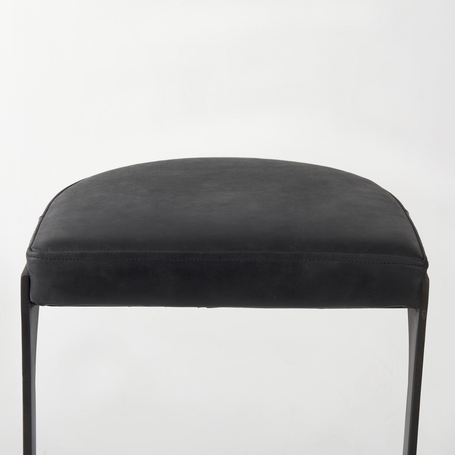35" Black Leather and Metal Backless Bar Chair-6