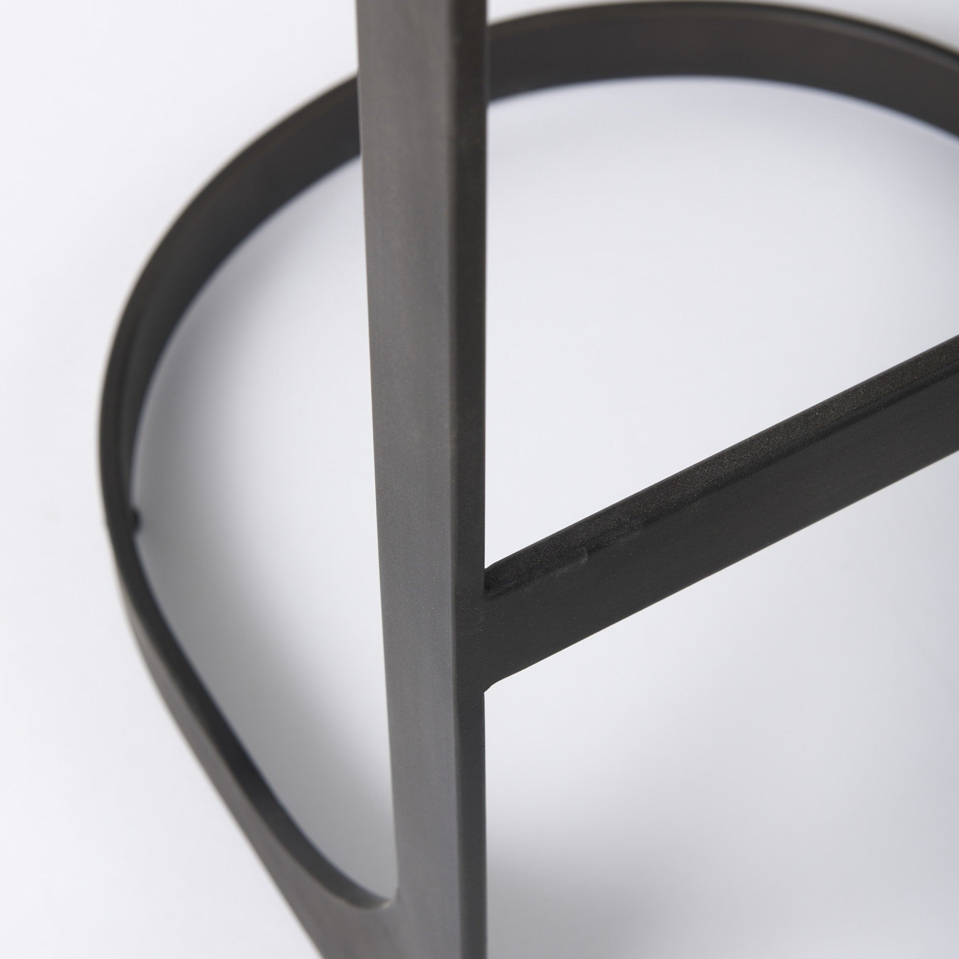 35" Black Leather and Metal Backless Bar Chair-8