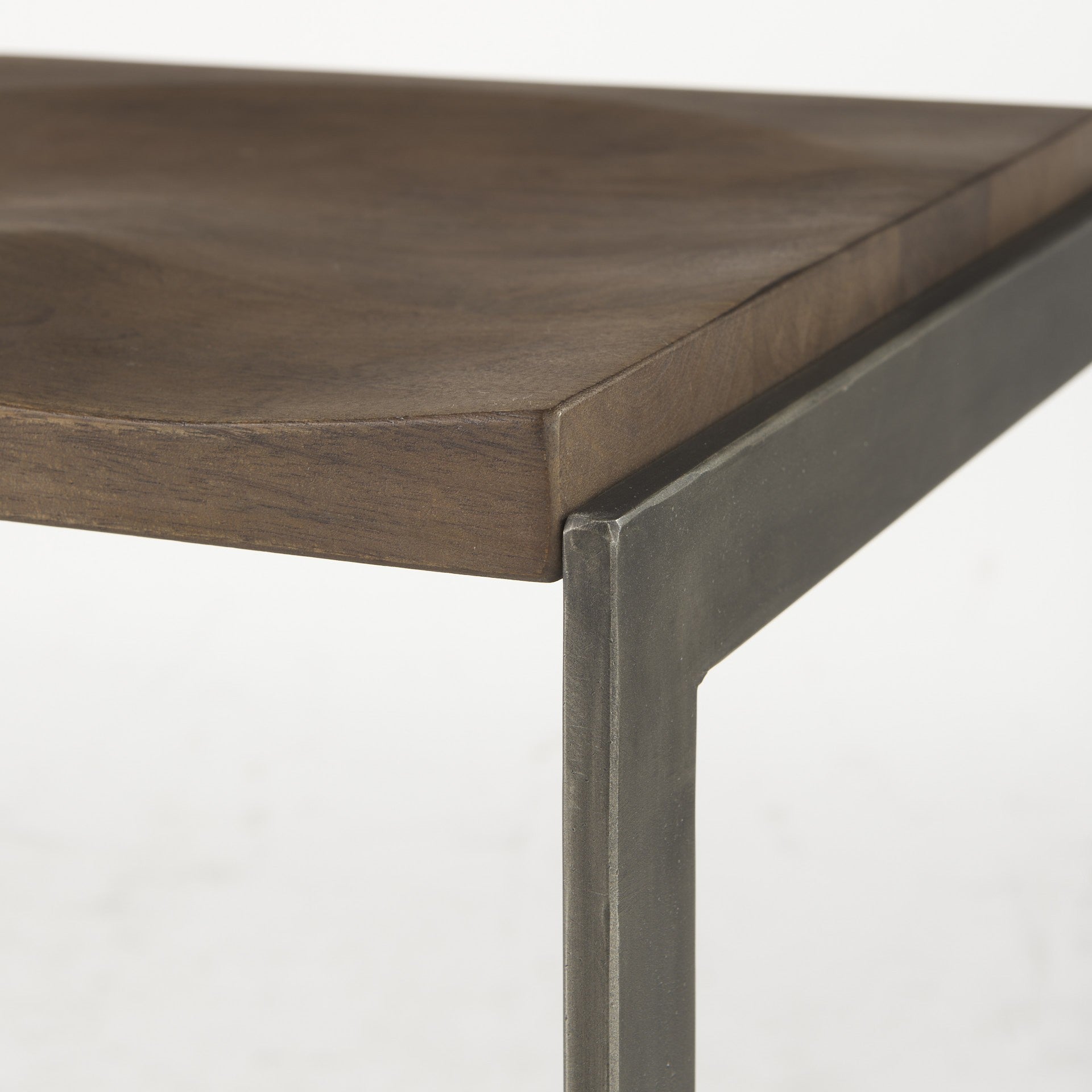 30" Wood Brown And Gray Solid Wood And Metal Backless Bar Height Bar Chair-6