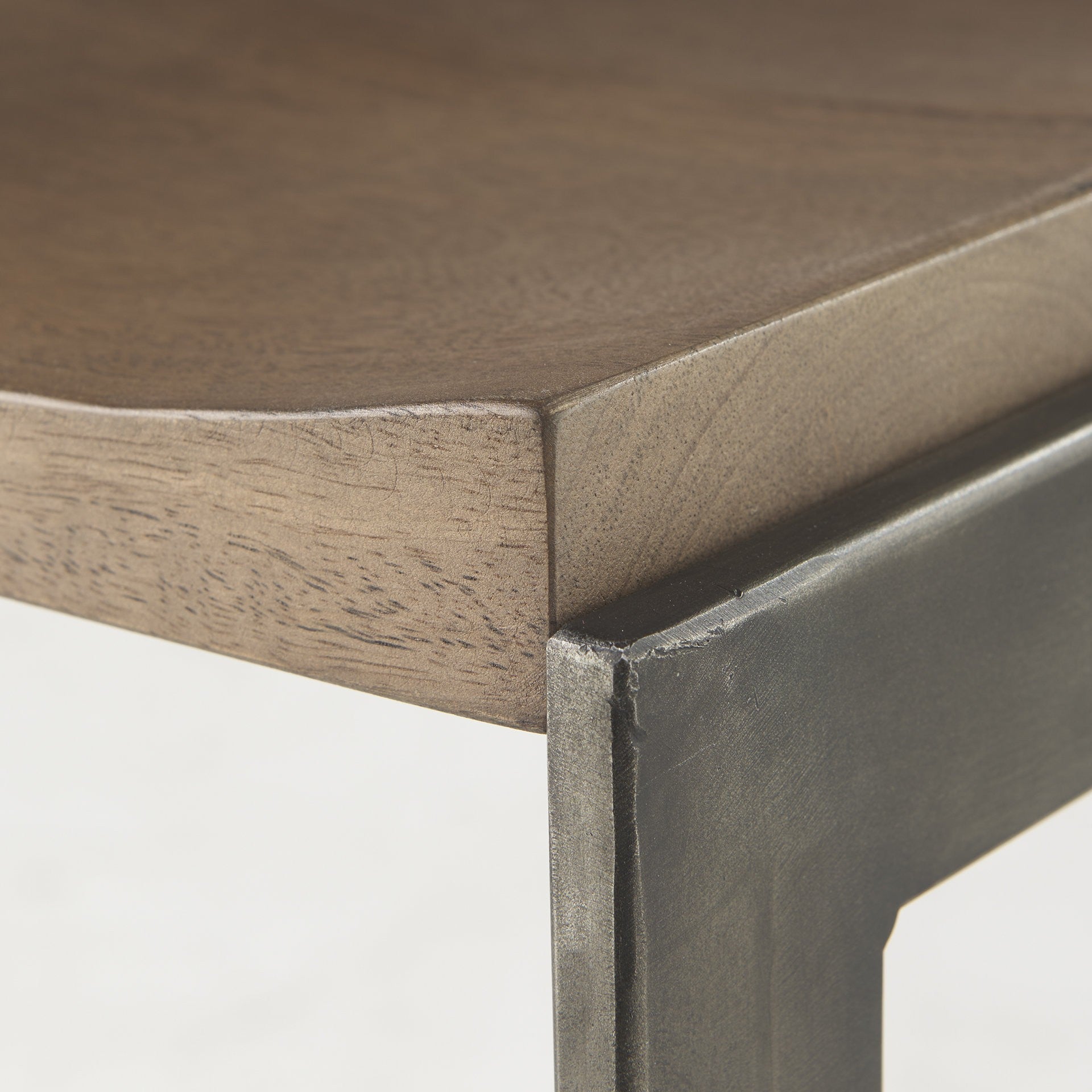 26" Wood Brown And Brown Solid Wood And Metal Backless Counter Height Bar Chair-7