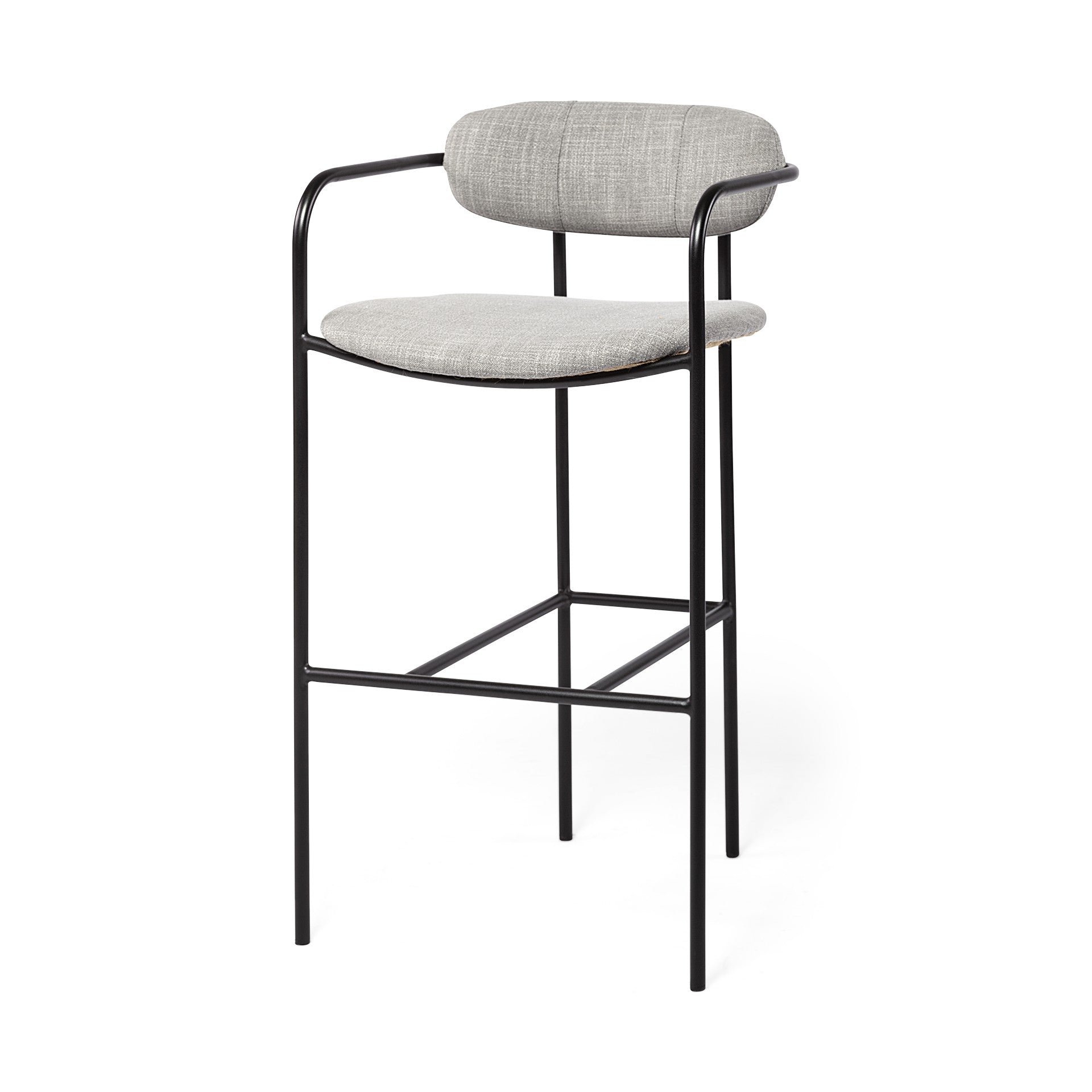 29" Gray and Black Fabric and Steel Bar Chair-0