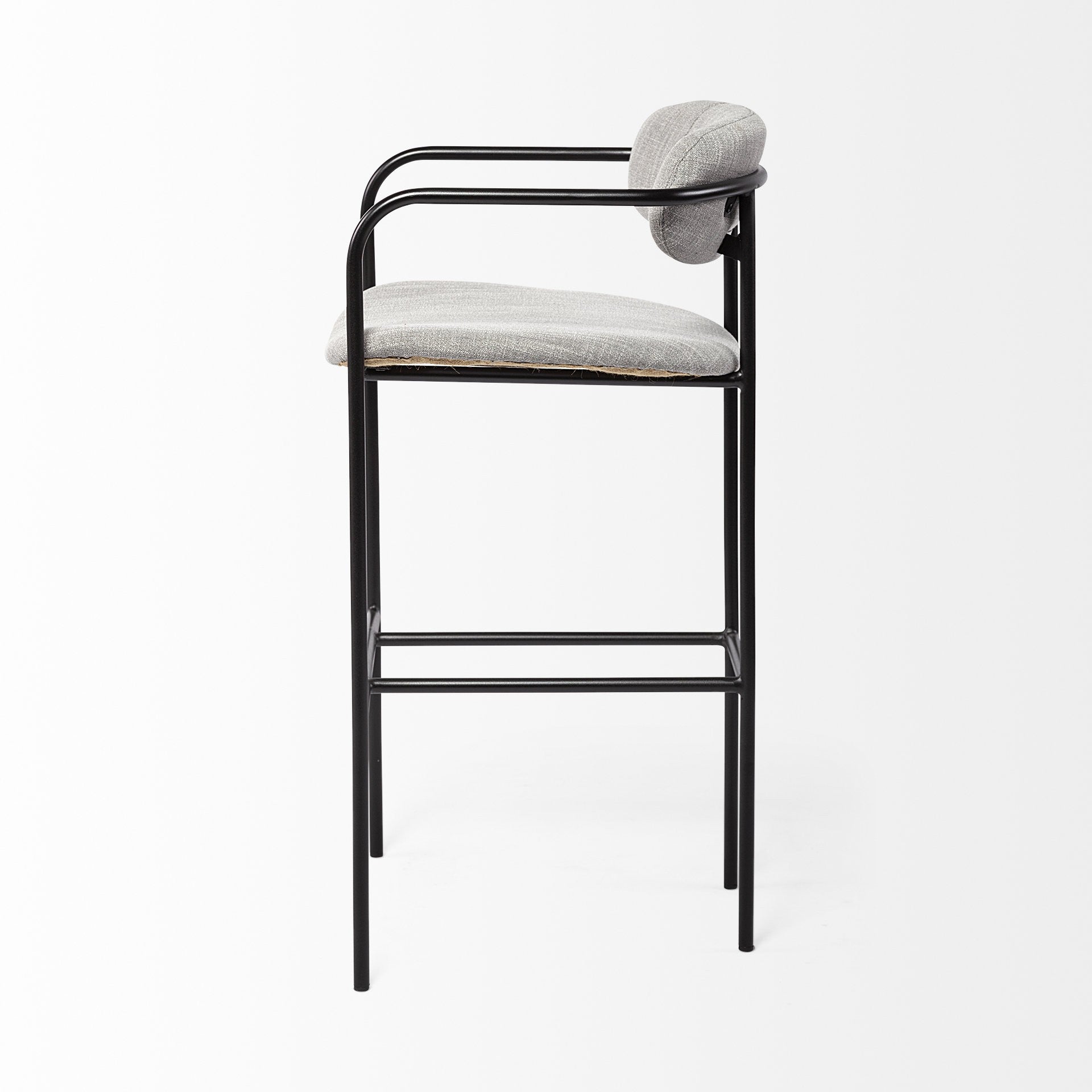 29" Gray and Black Fabric and Steel Bar Chair-3