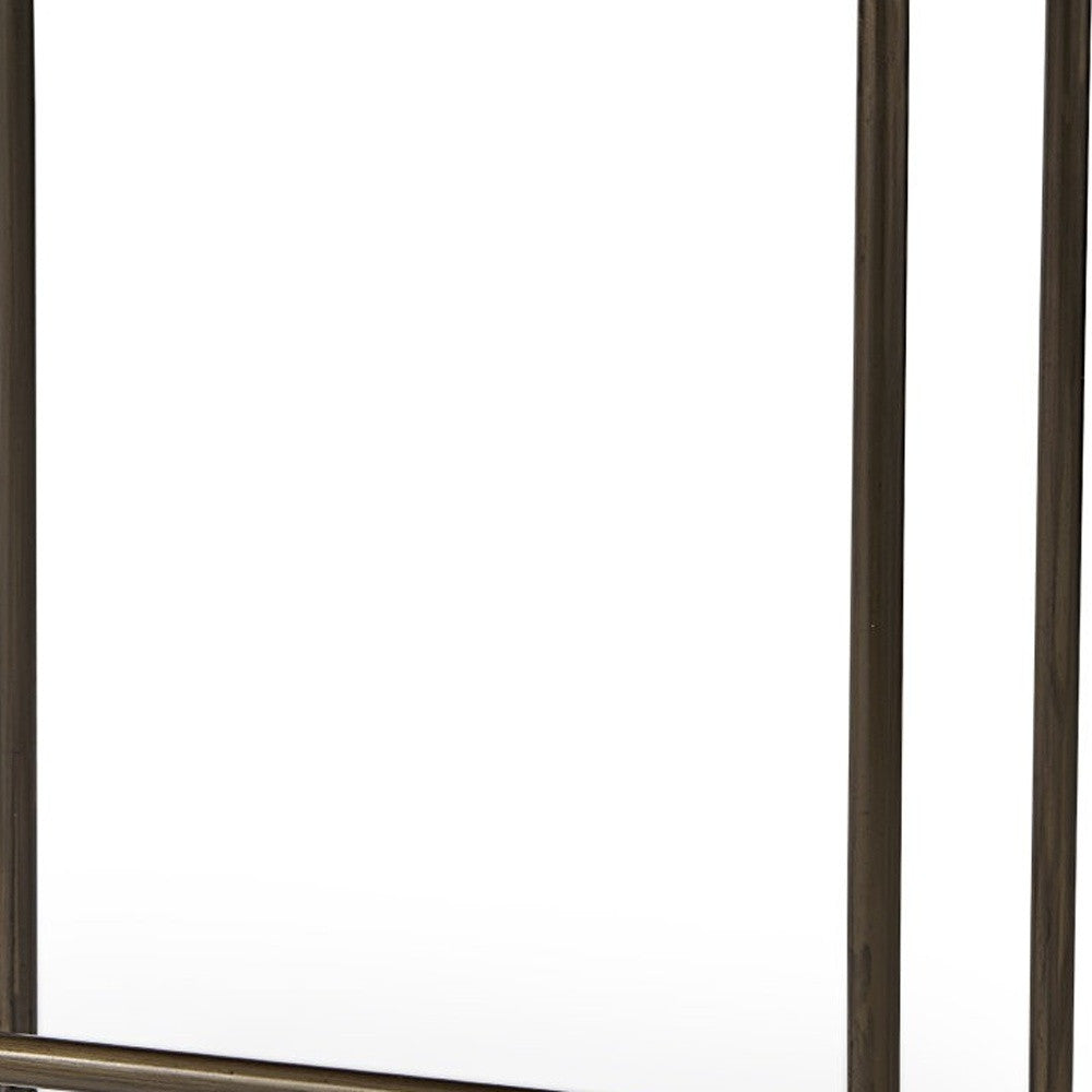 29" Bronze Leather and Metal Backless Bar Chair-7