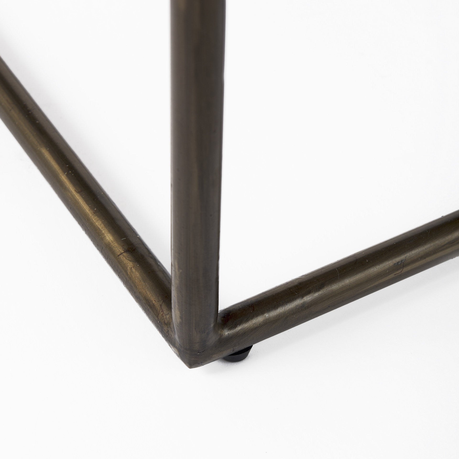 29" Bronze Leather and Metal Backless Bar Chair-6