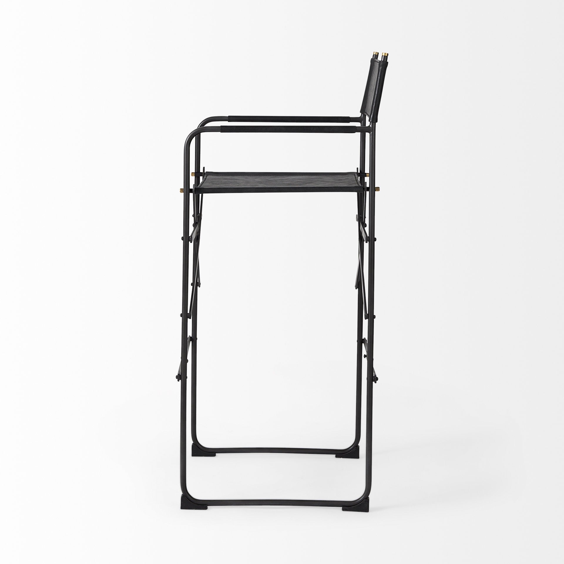 30" Black Leather And Metal Bar Height Bar Chair-3