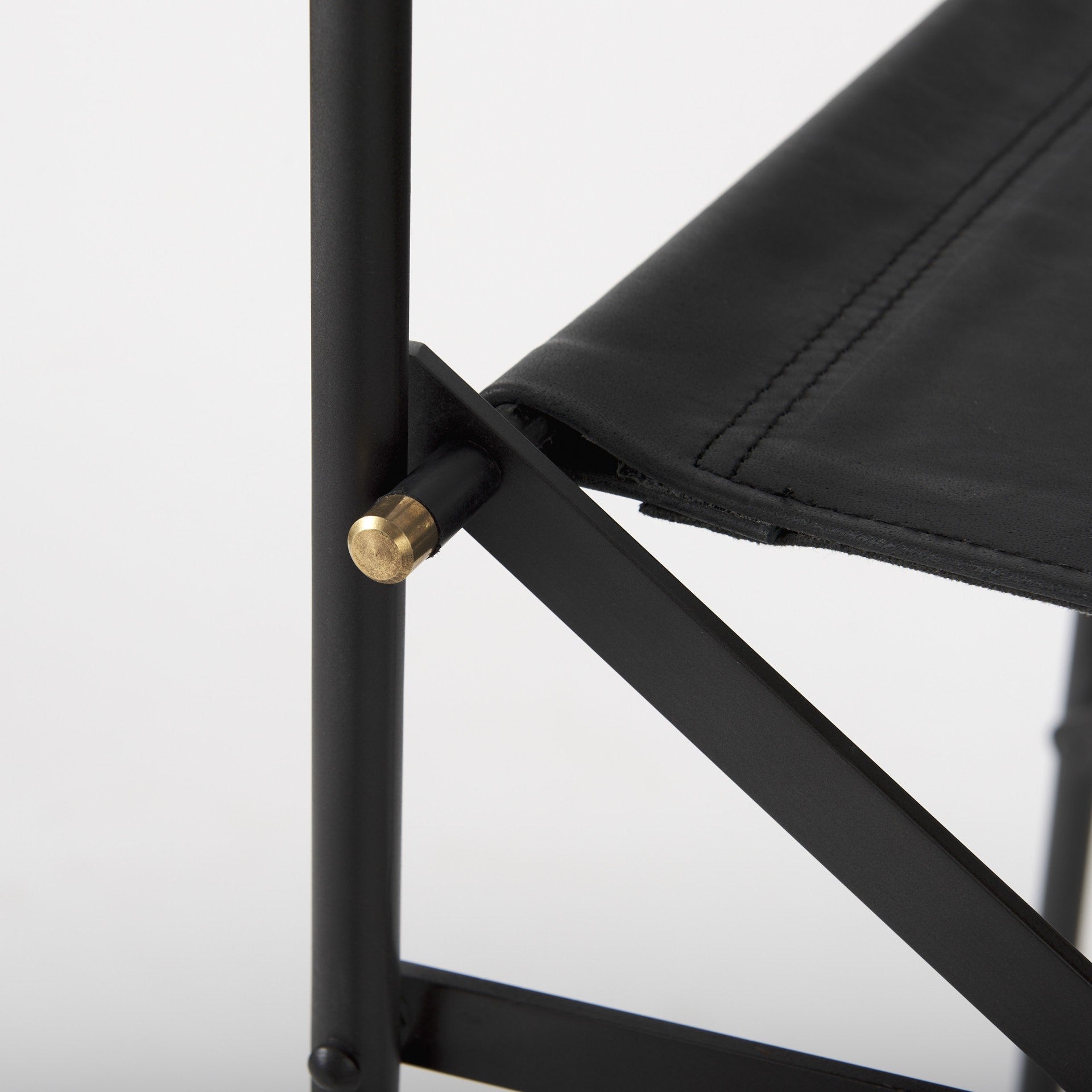 29" Black Leather And Iron Bar Chair-7