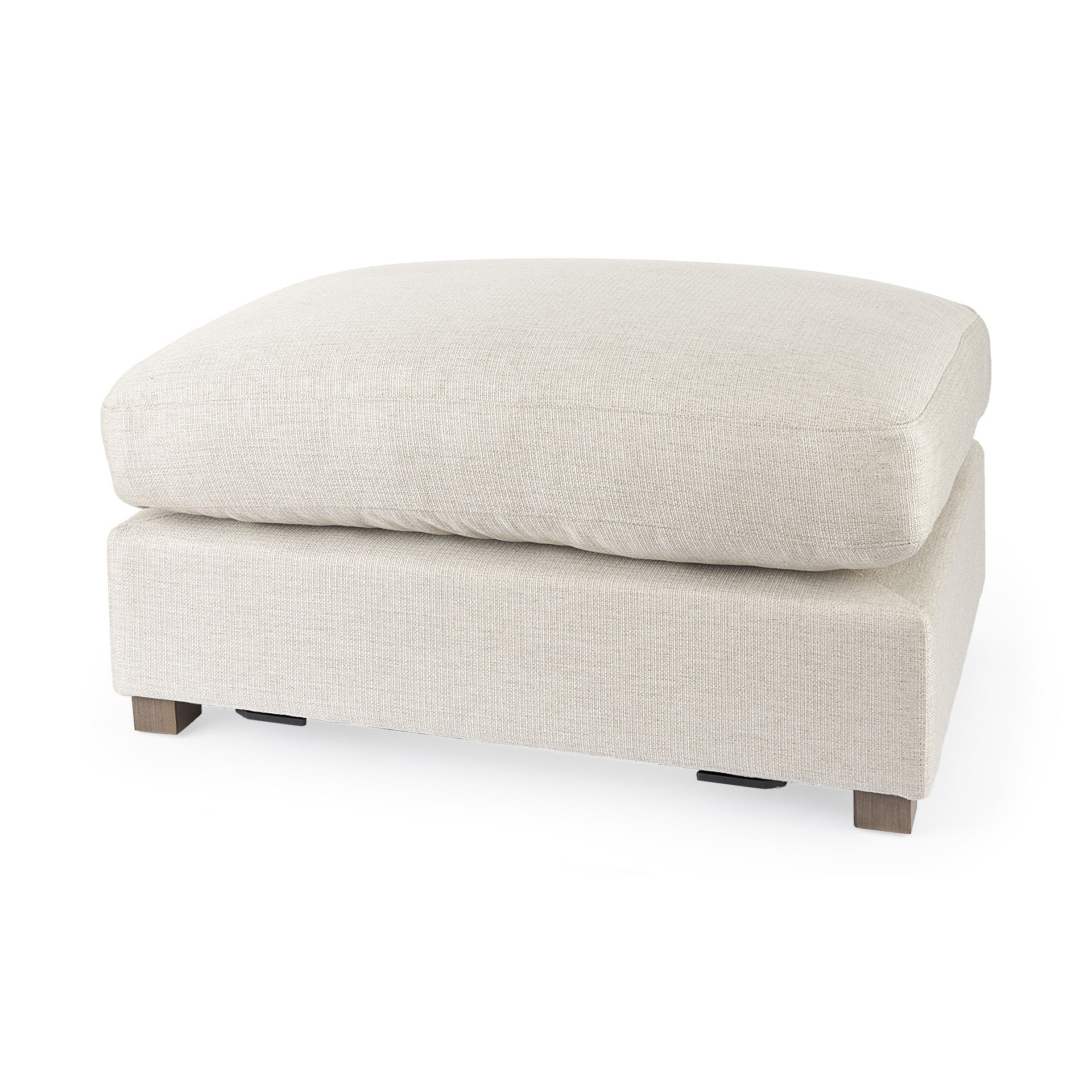 26" Beige Fabric and Brown Cocktail Ottoman-0
