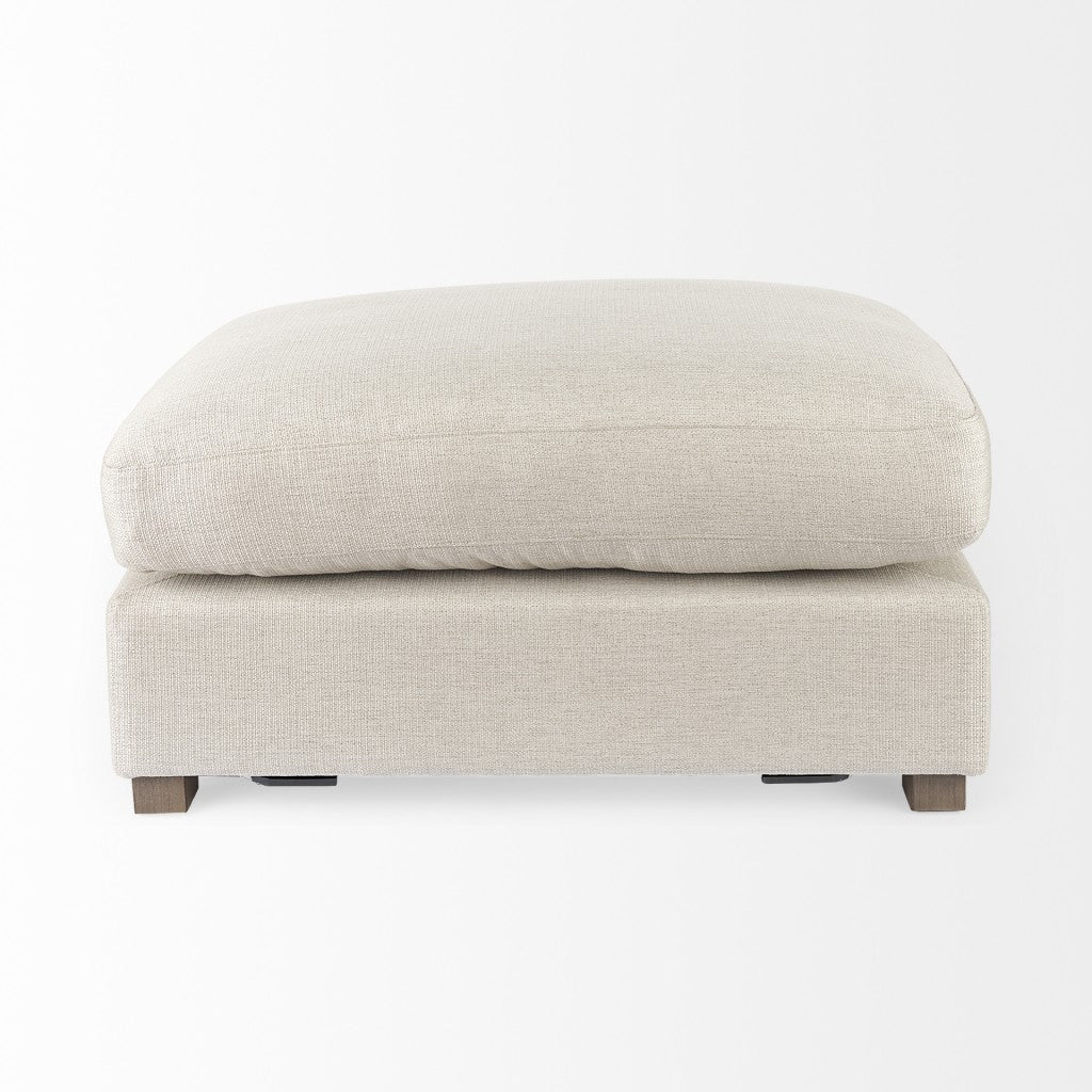 26" Beige Fabric and Brown Cocktail Ottoman-2