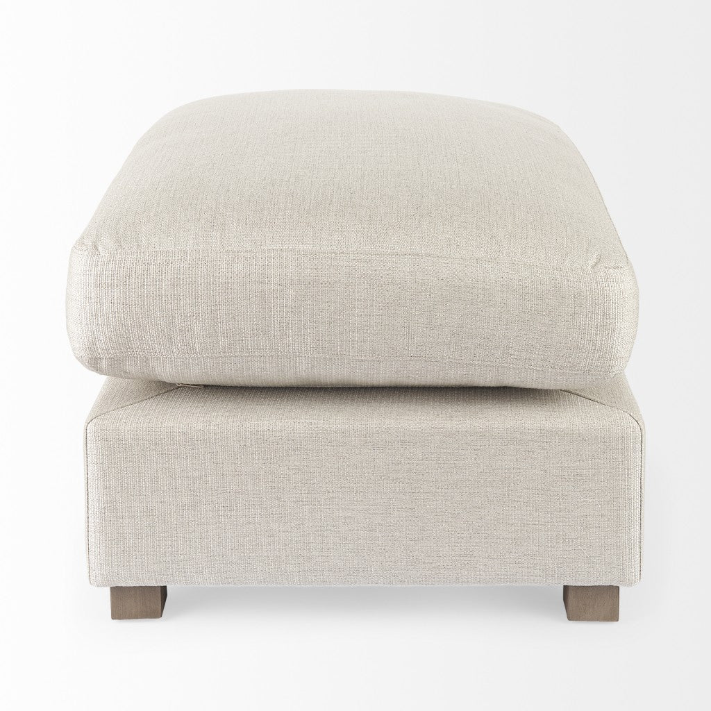 26" Beige Fabric and Brown Cocktail Ottoman-3