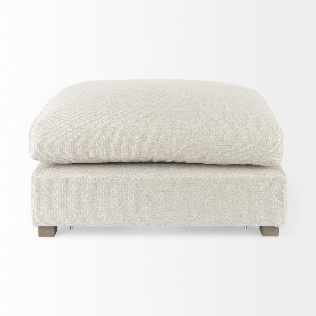 26" Beige Fabric and Brown Cocktail Ottoman-4