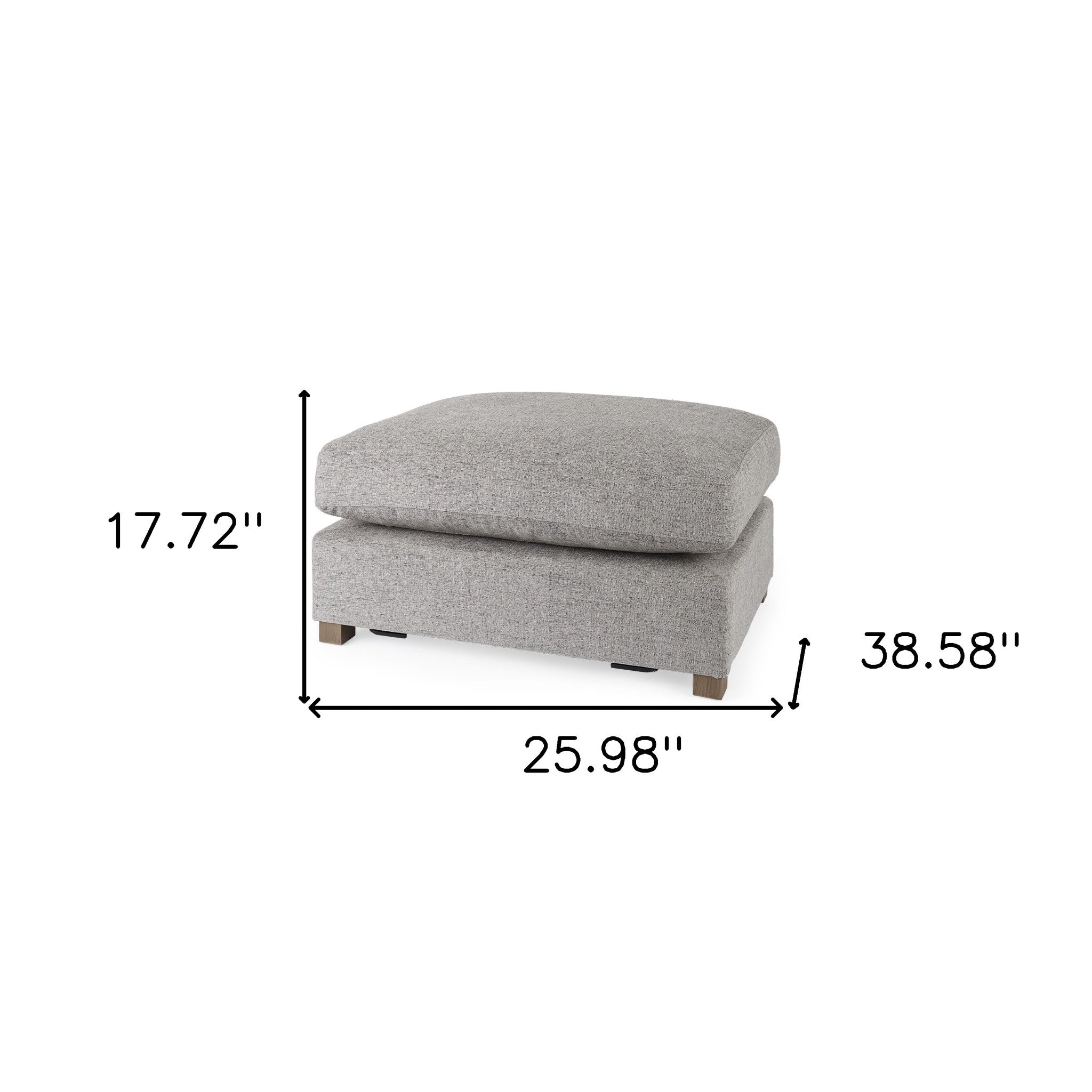 26" Gray Fabric and Brown Cocktail Ottoman-8