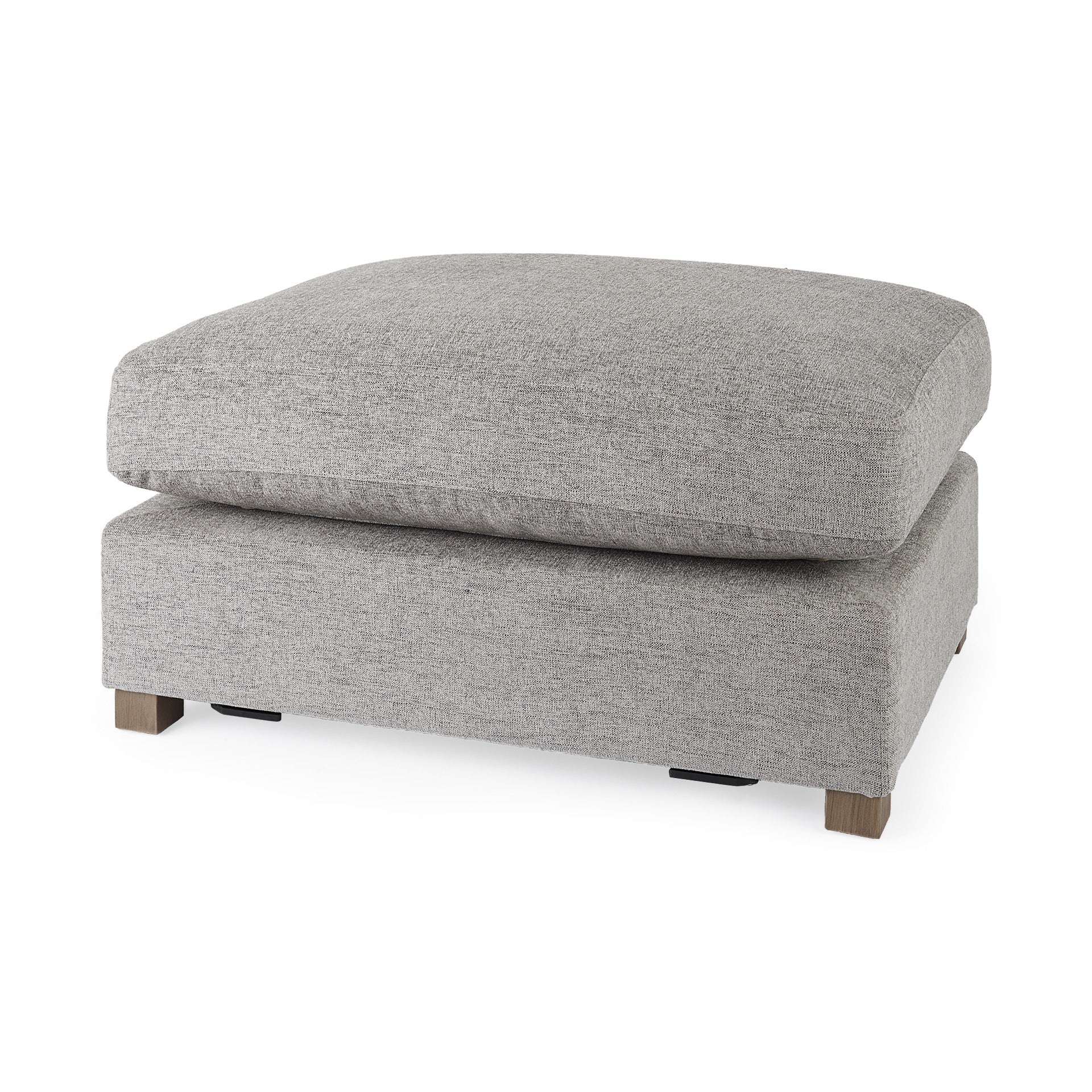 26" Gray Fabric and Brown Cocktail Ottoman-0