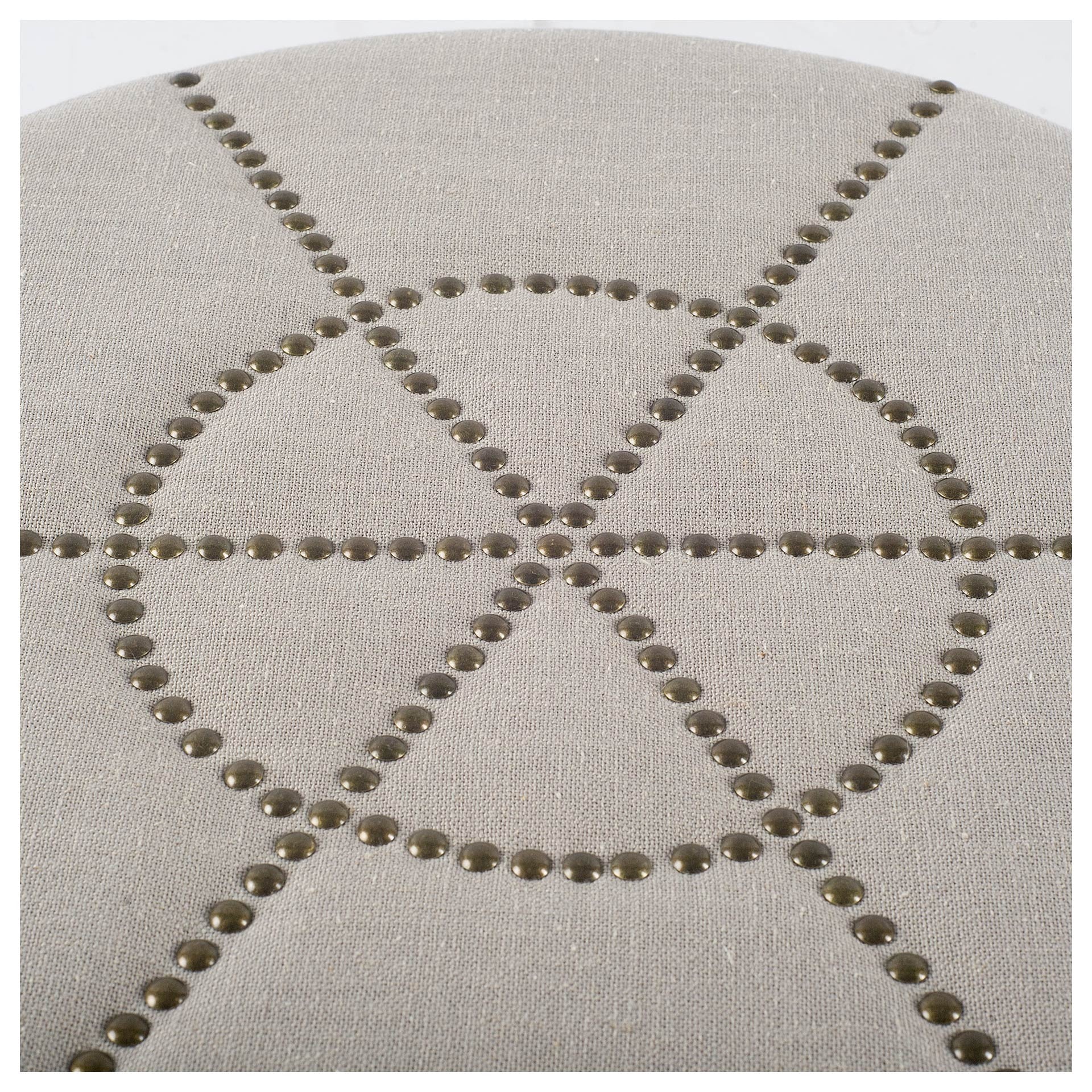 20" Cream Fabric Tufted Round Footstool-2