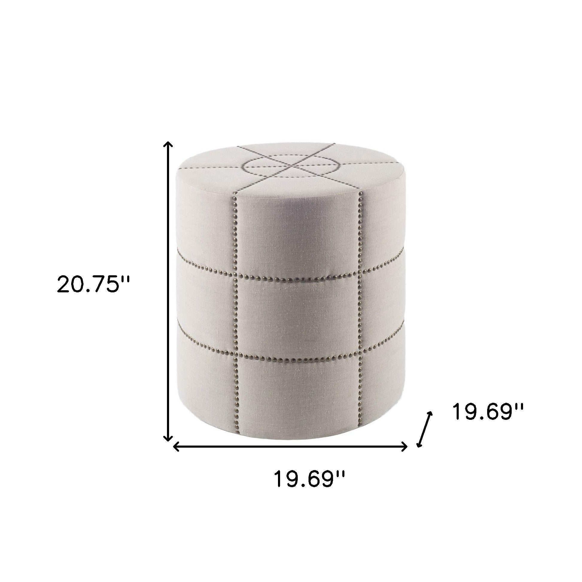 20" Cream Fabric Tufted Round Footstool-5