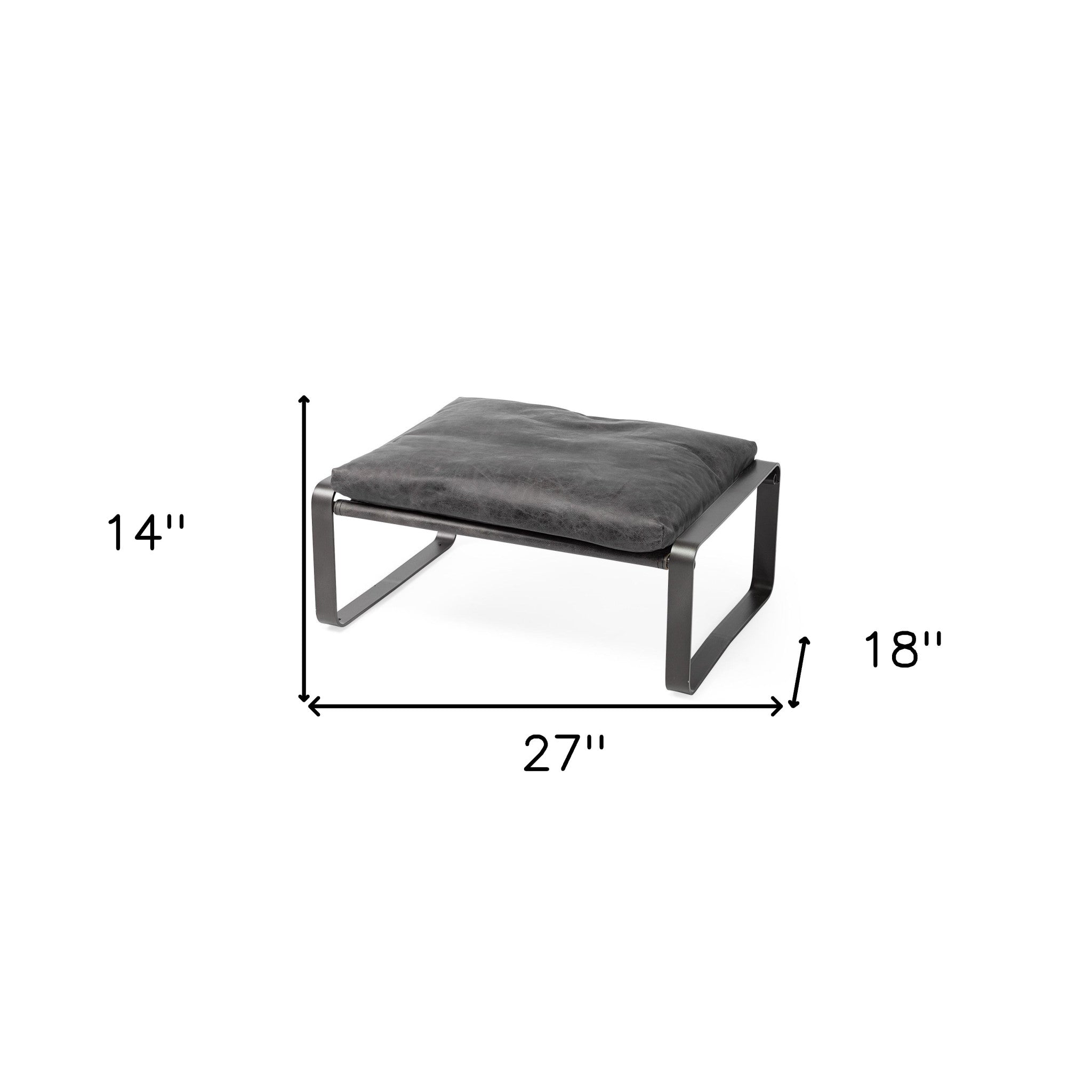 27" Black Genuine Leather Ottoman-8