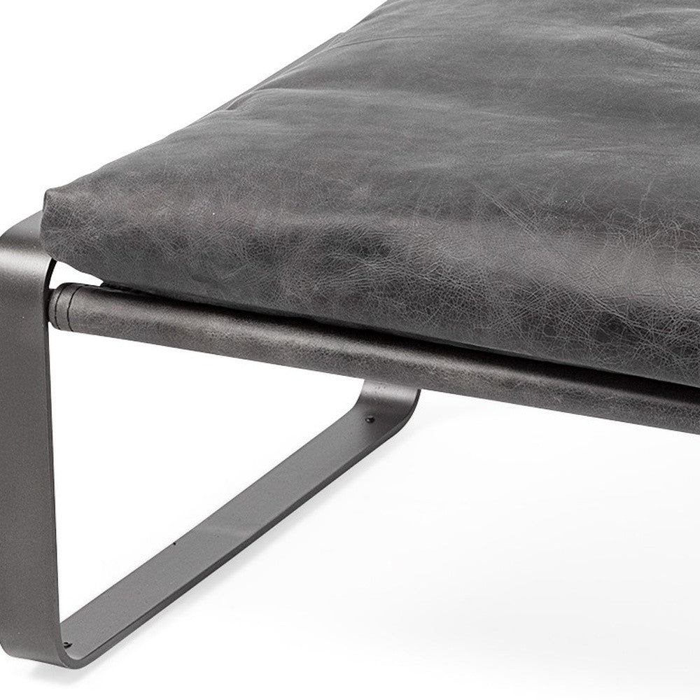 27" Black Genuine Leather Ottoman-6