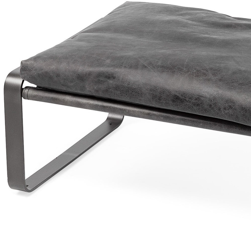 27" Black Genuine Leather Ottoman-7