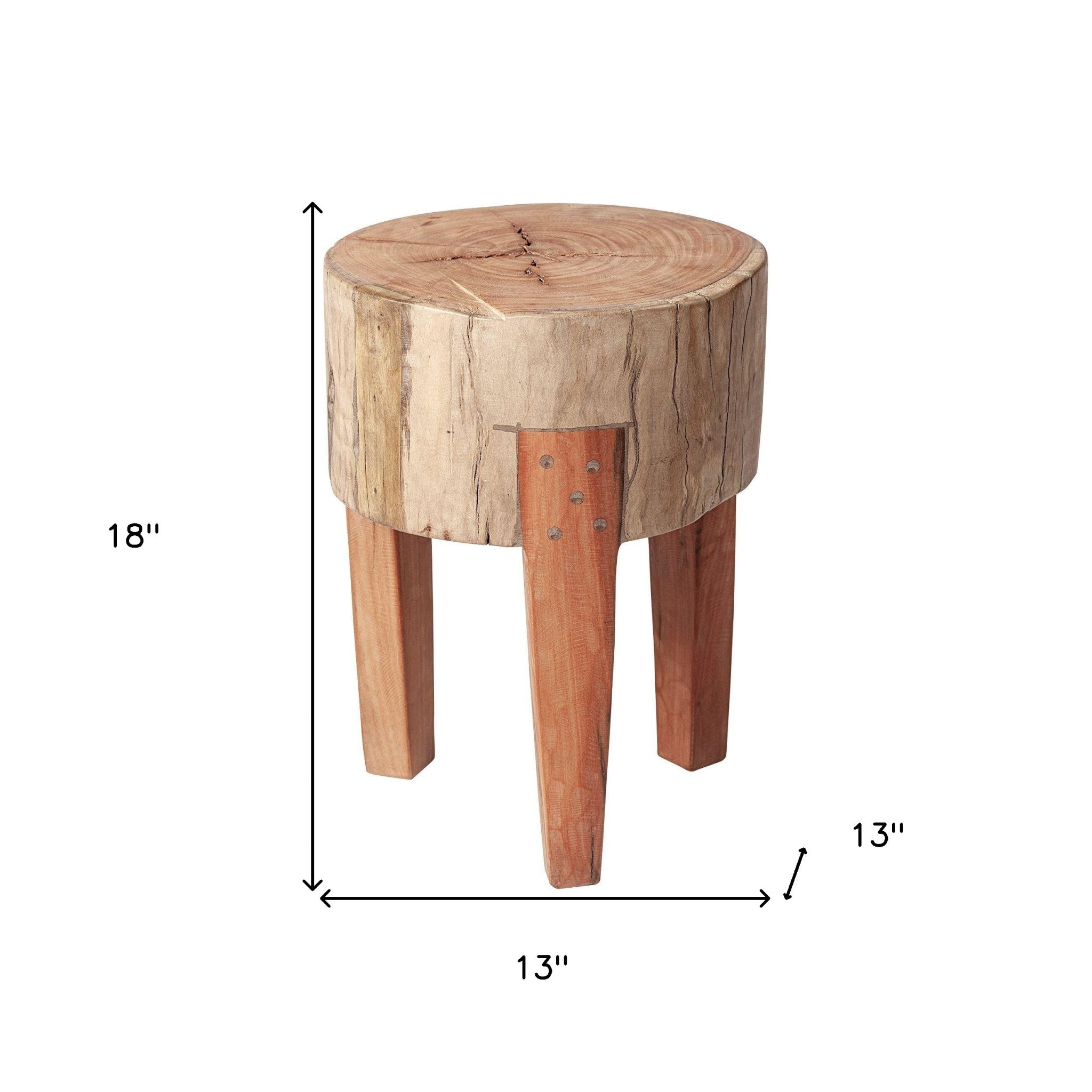 18" Dark Brown And Brown Distressed Reclaimed Wood Round End Table-8