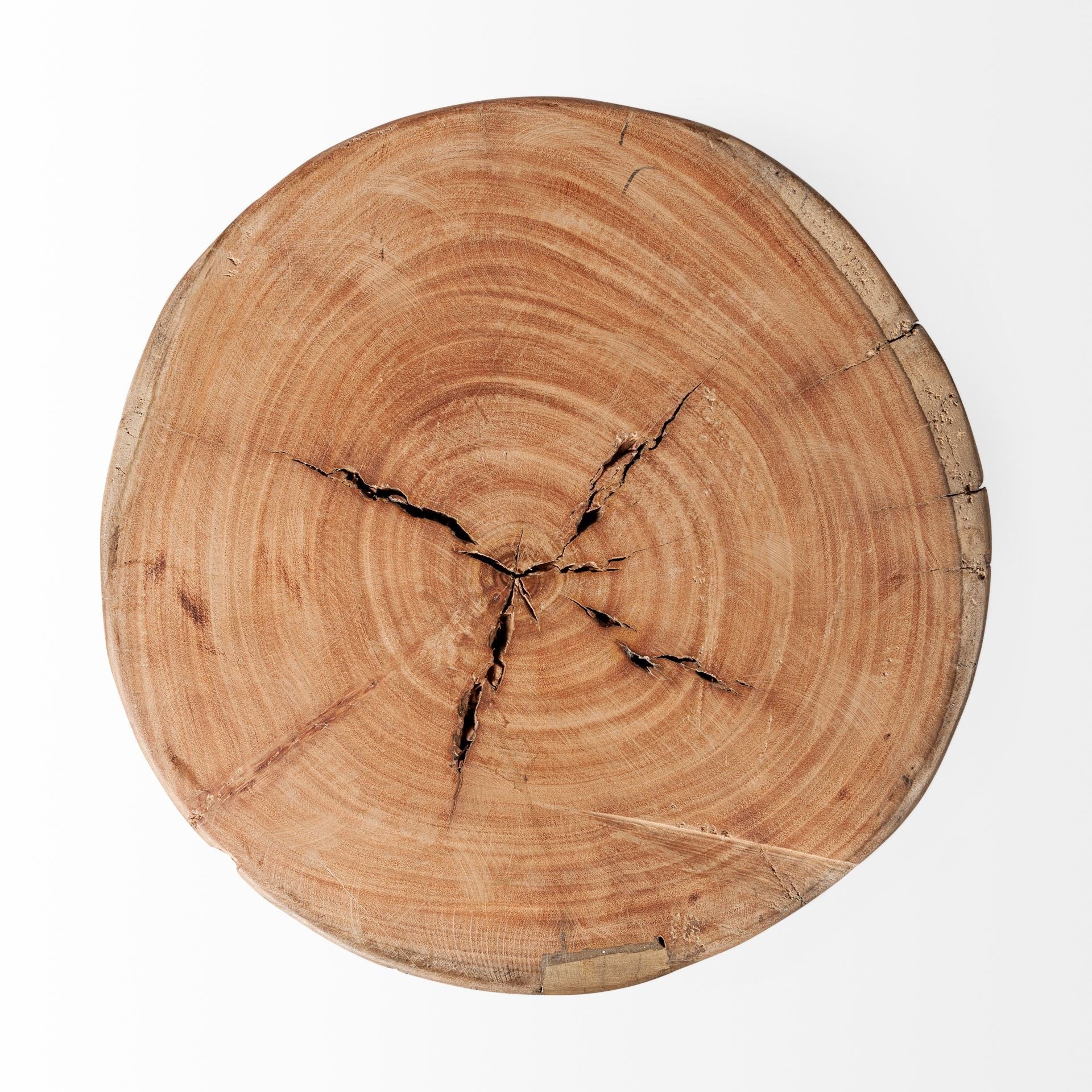 18" Dark Brown And Brown Distressed Reclaimed Wood Round End Table-4