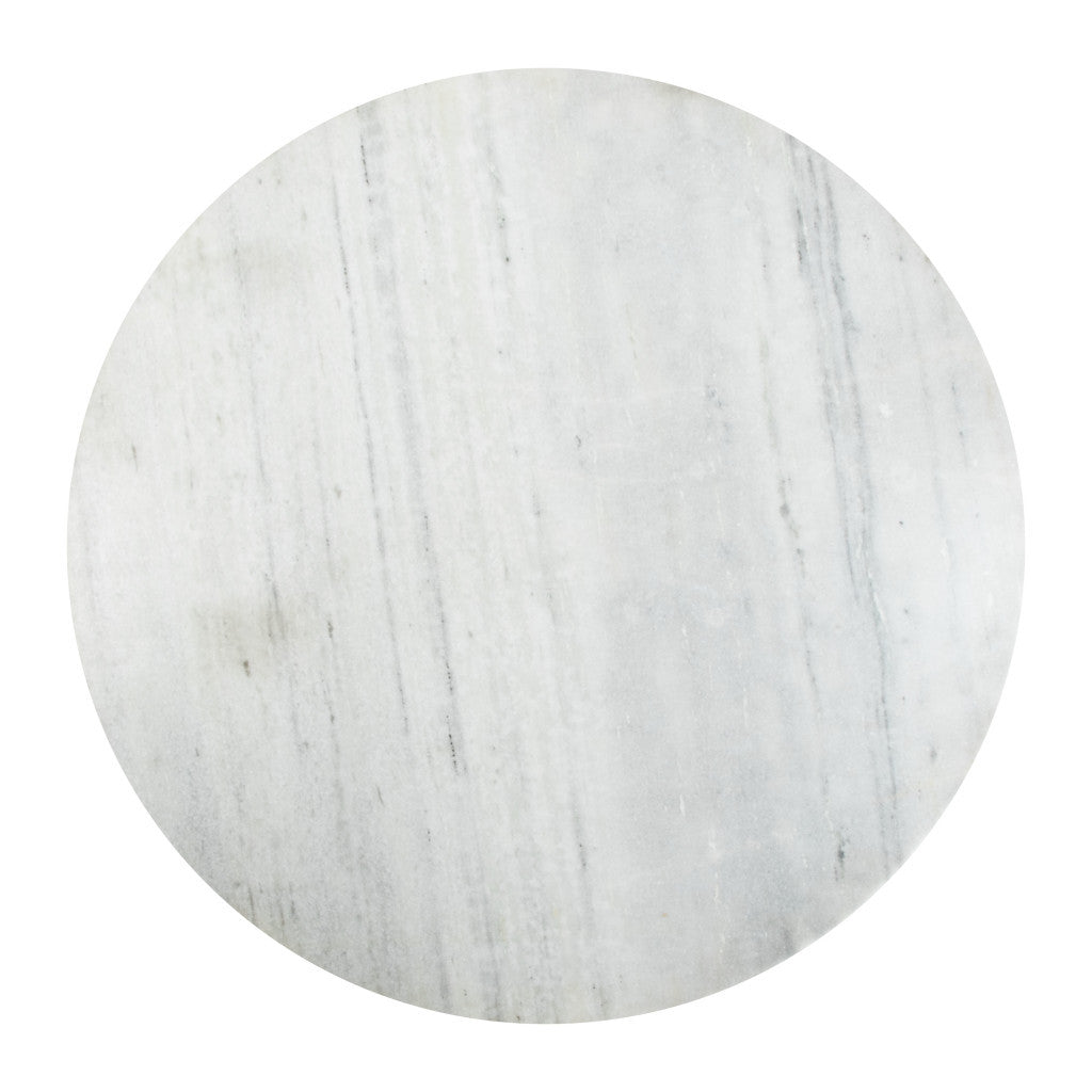 36" Modern White Marble and Burnished Gold Pedestal Bistro Table-4