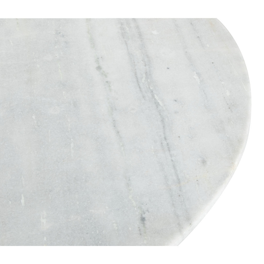 36" Modern White Marble and Burnished Gold Pedestal Bistro Table-5