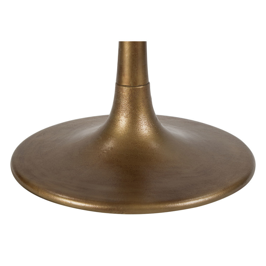 36" Modern White Marble and Burnished Gold Pedestal Bistro Table-6