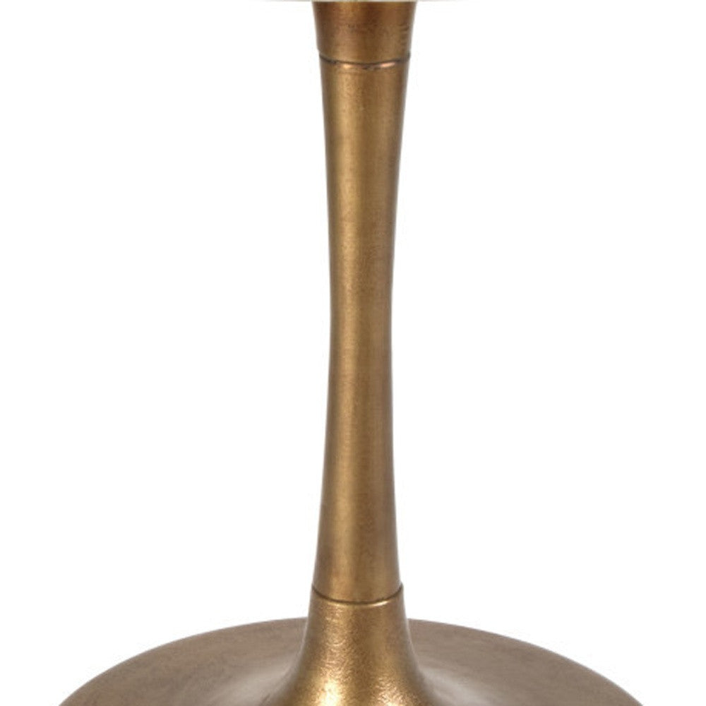 36" Modern White Marble and Burnished Gold Pedestal Bistro Table-8