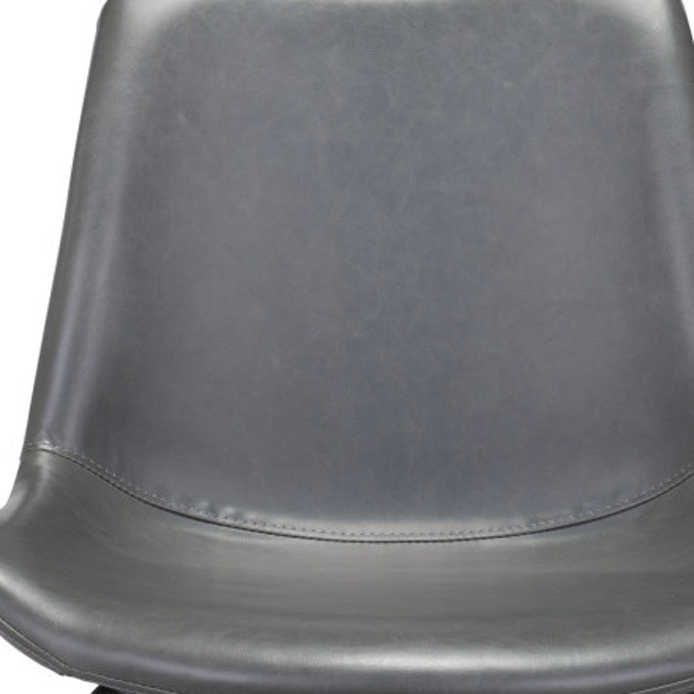 Set of Two Gray And Black Upholstered Faux Leather Dining Side Chairs-6