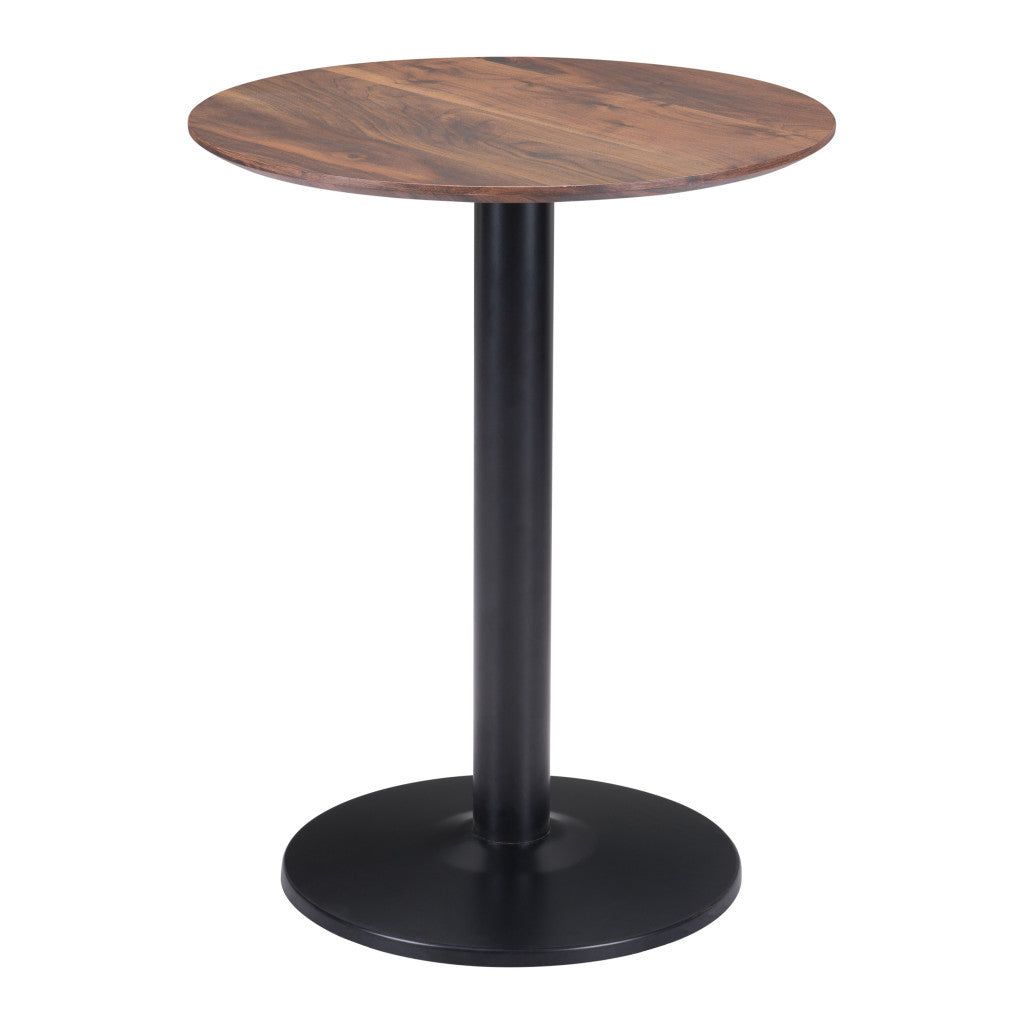 24" Black And Brown Round End Table-2