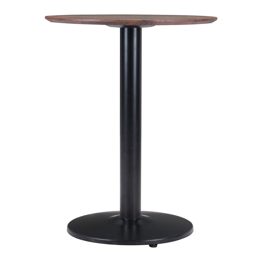 24" Black And Brown Round End Table-1