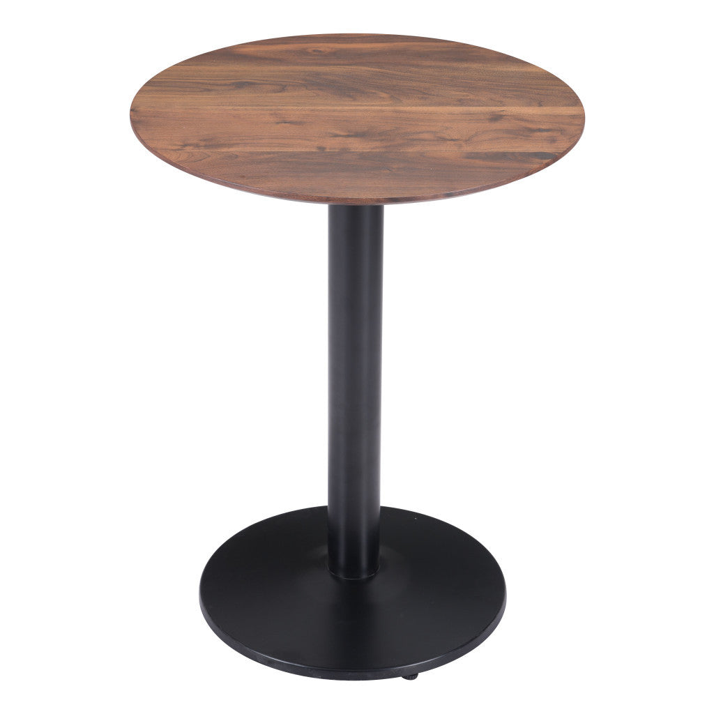 24" Black And Brown Round End Table-3
