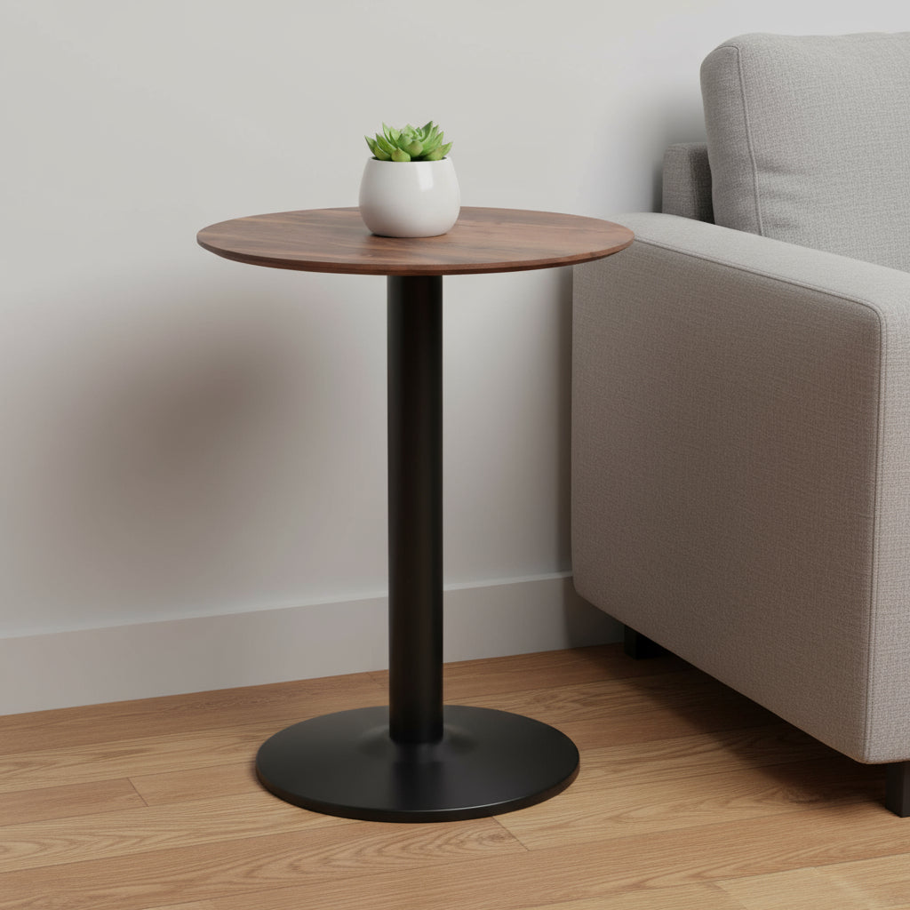 24" Black And Brown Round End Table-0