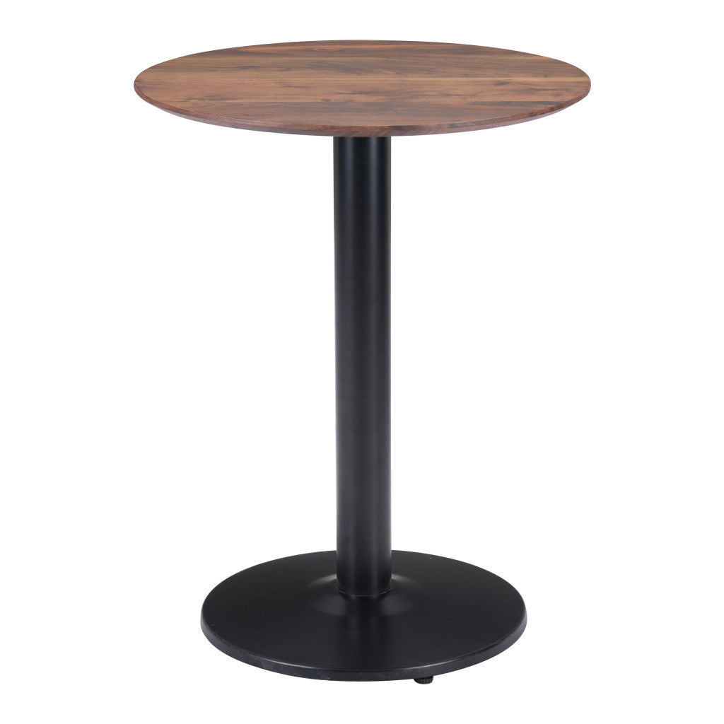 24" Black And Brown Round End Table-4