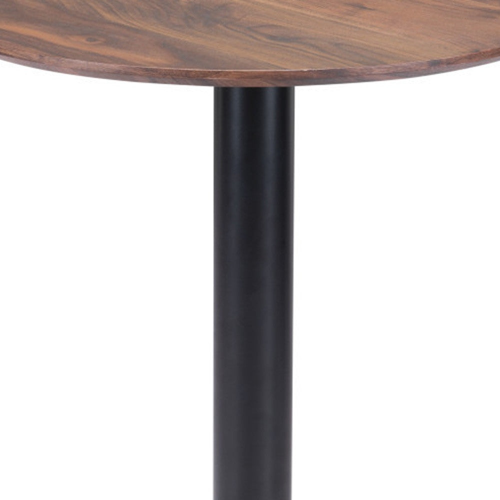 24" Black And Brown Round End Table-5