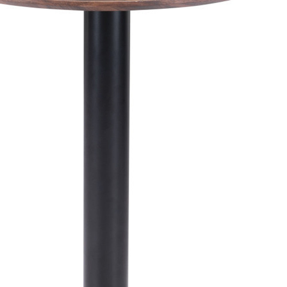 24" Black And Brown Round End Table-6