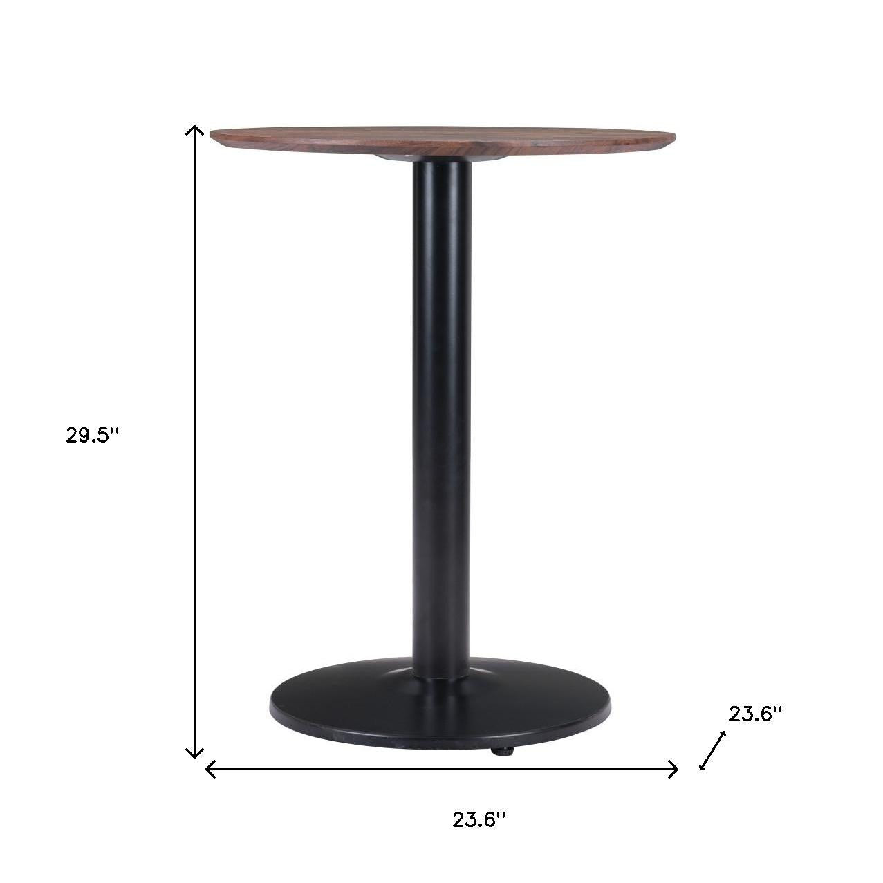 24" Black And Brown Round End Table-7