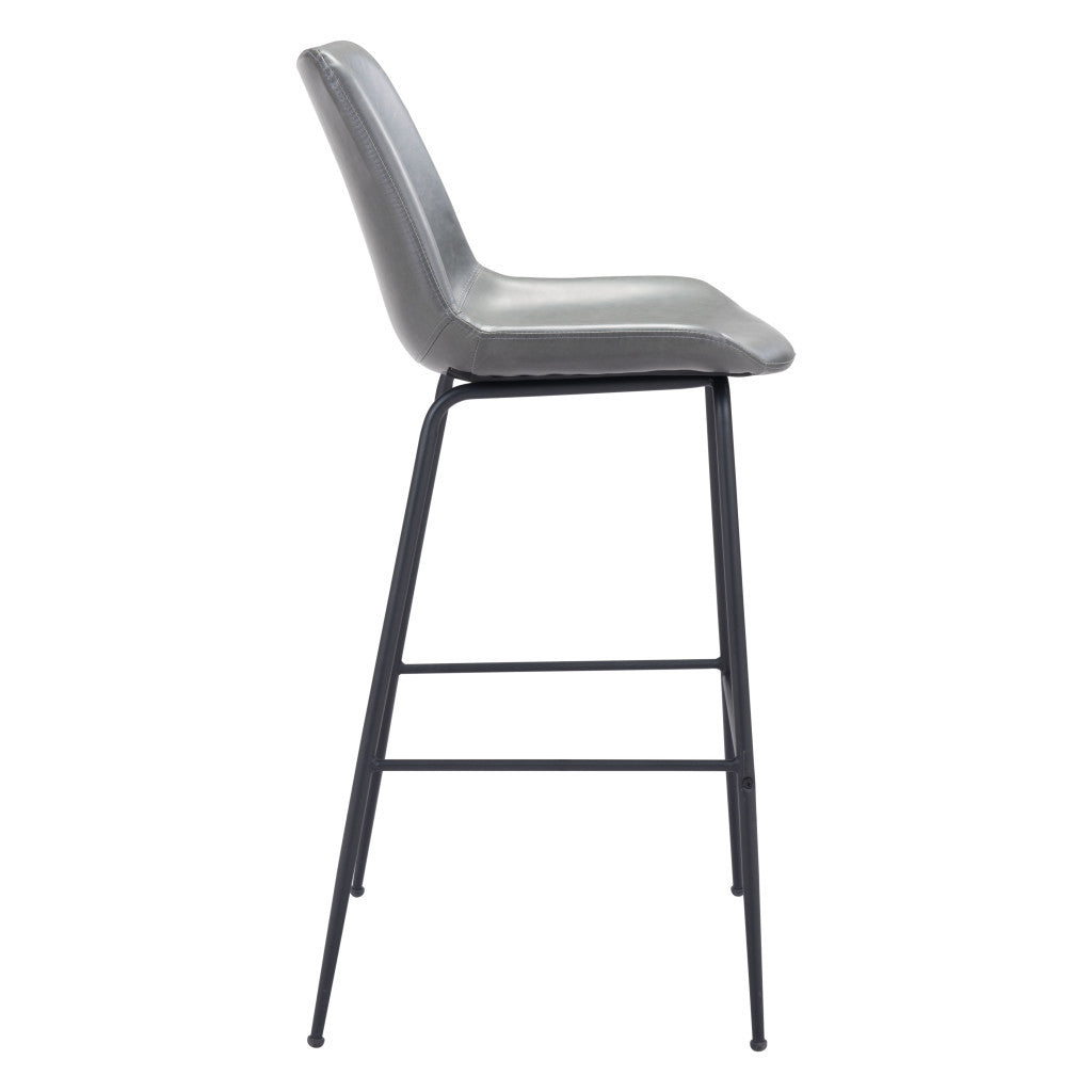 31 " Gray And Black Steel Low Back Bar Height Bar Chair-2