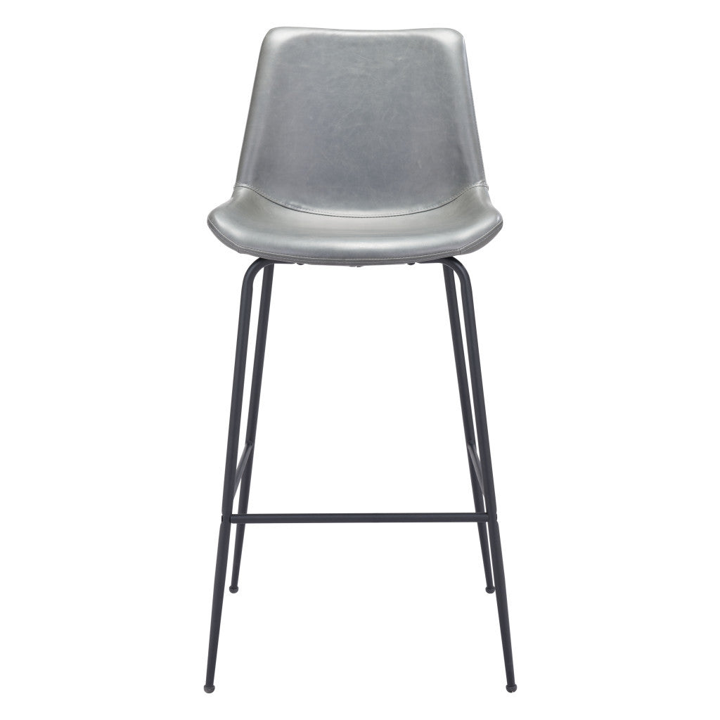 31 " Gray And Black Steel Low Back Bar Height Bar Chair-3