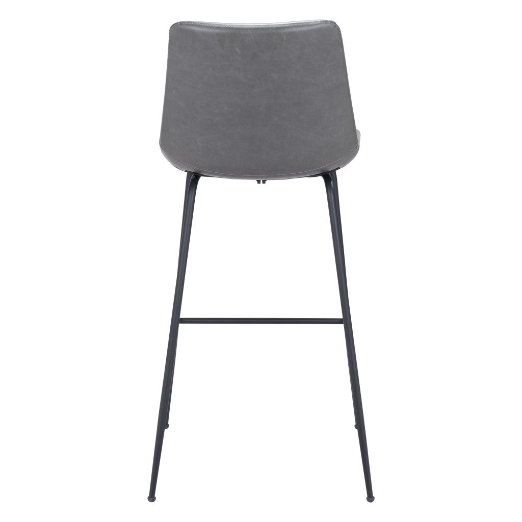 31 " Gray And Black Steel Low Back Bar Height Bar Chair-4