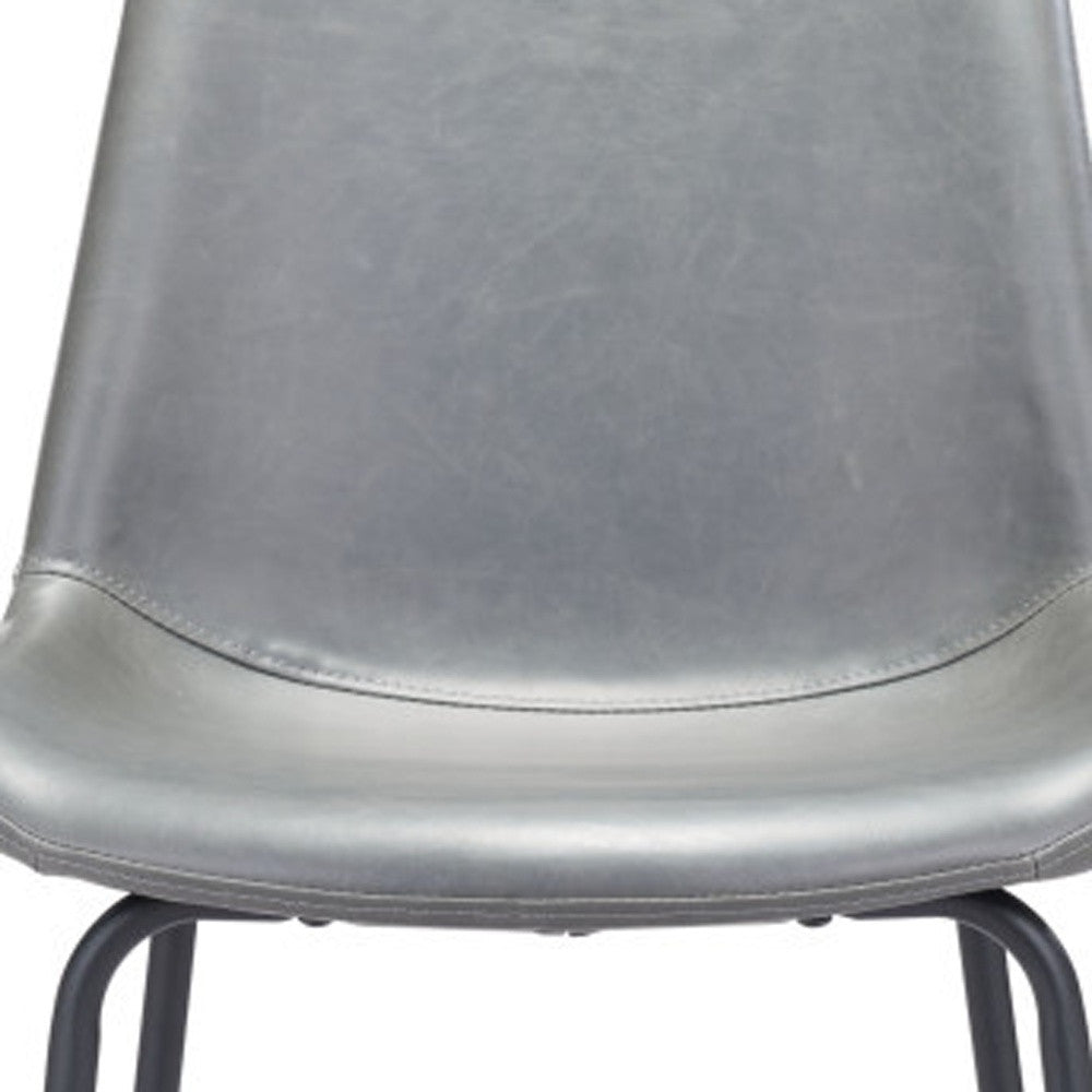 31 " Gray And Black Steel Low Back Bar Height Bar Chair-5