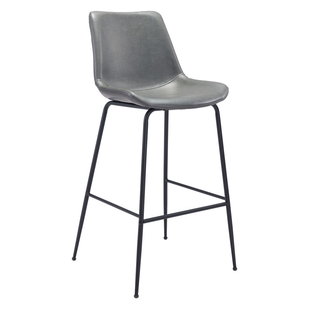31 " Gray And Black Steel Low Back Bar Height Bar Chair-0